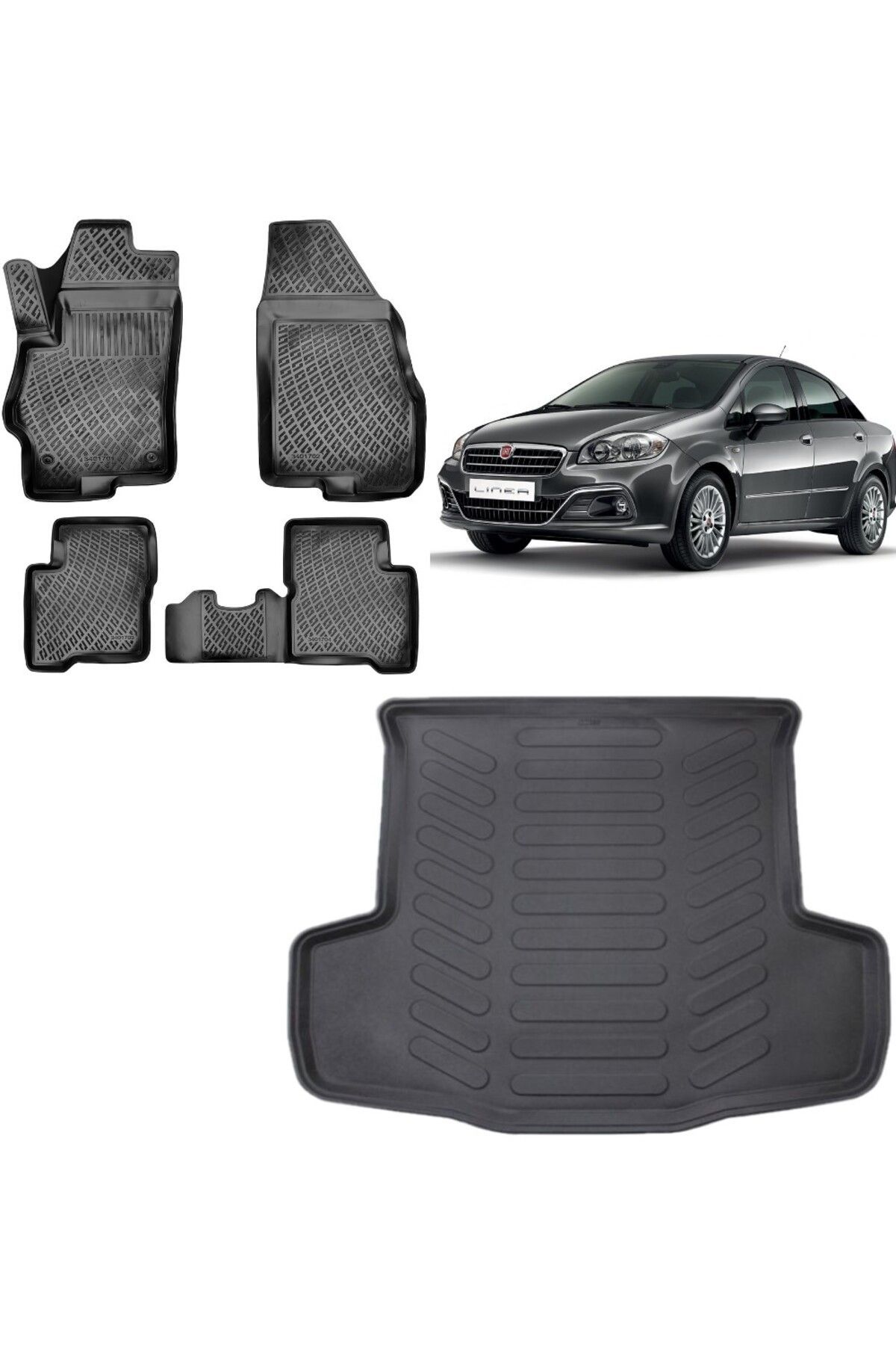 Fiat Linea 2011 Model 3D Bagaj Havuzu+3D Havuzlu Araca Özel Paspas Takımı