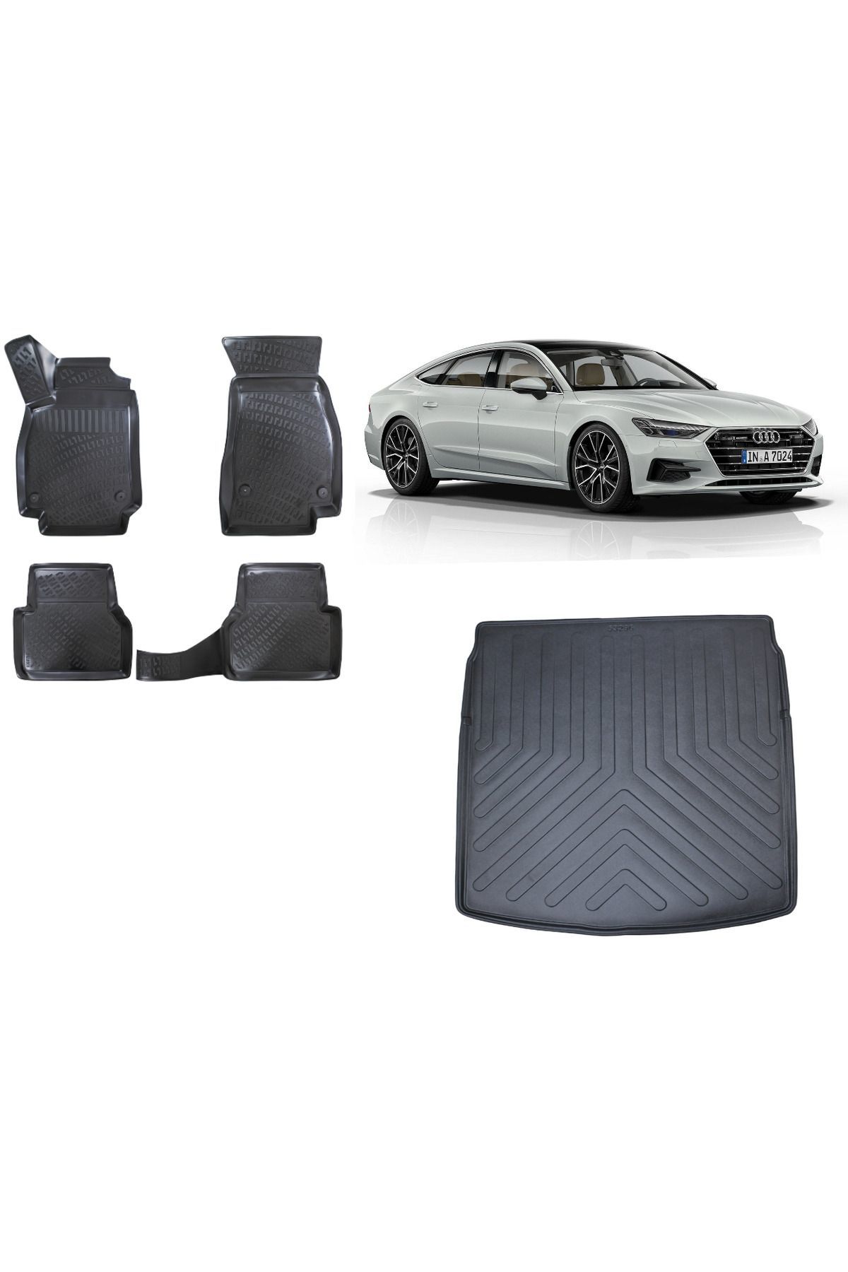 Audi A7 2021 Model 3D Bagaj Havuzu+3D Havuzlu Araca Özel Paspas Takımı