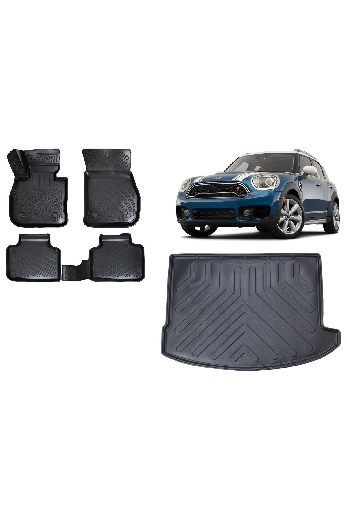 Mini Countryman 2018 Model 3D Bagaj Havuzu+3D Havuzlu Araca Özel Paspas Takımı