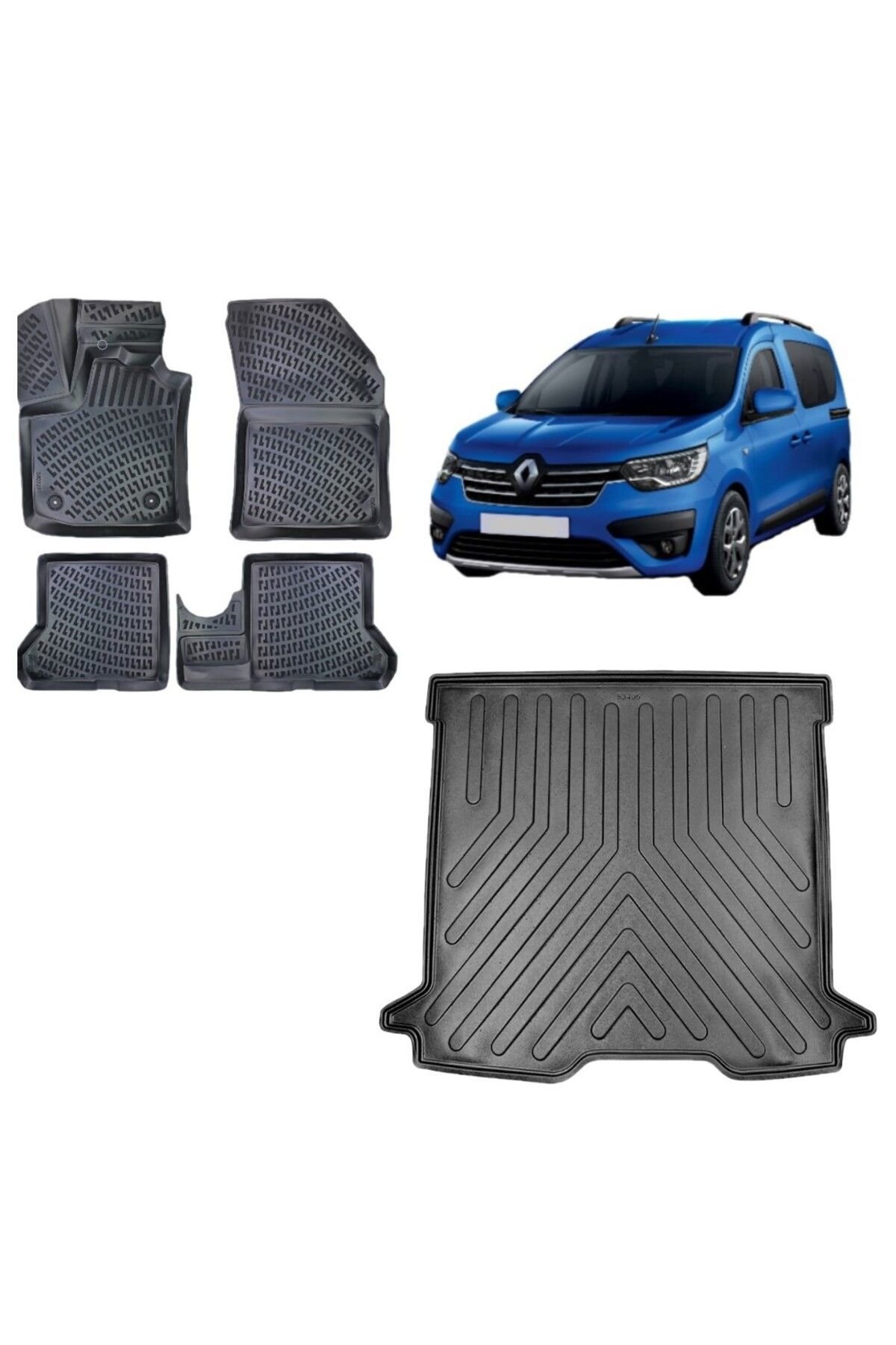 Renault Express 2023 Model 3D Bagaj Havuzu+3D Havuzlu Araca Özel Paspas Takımı