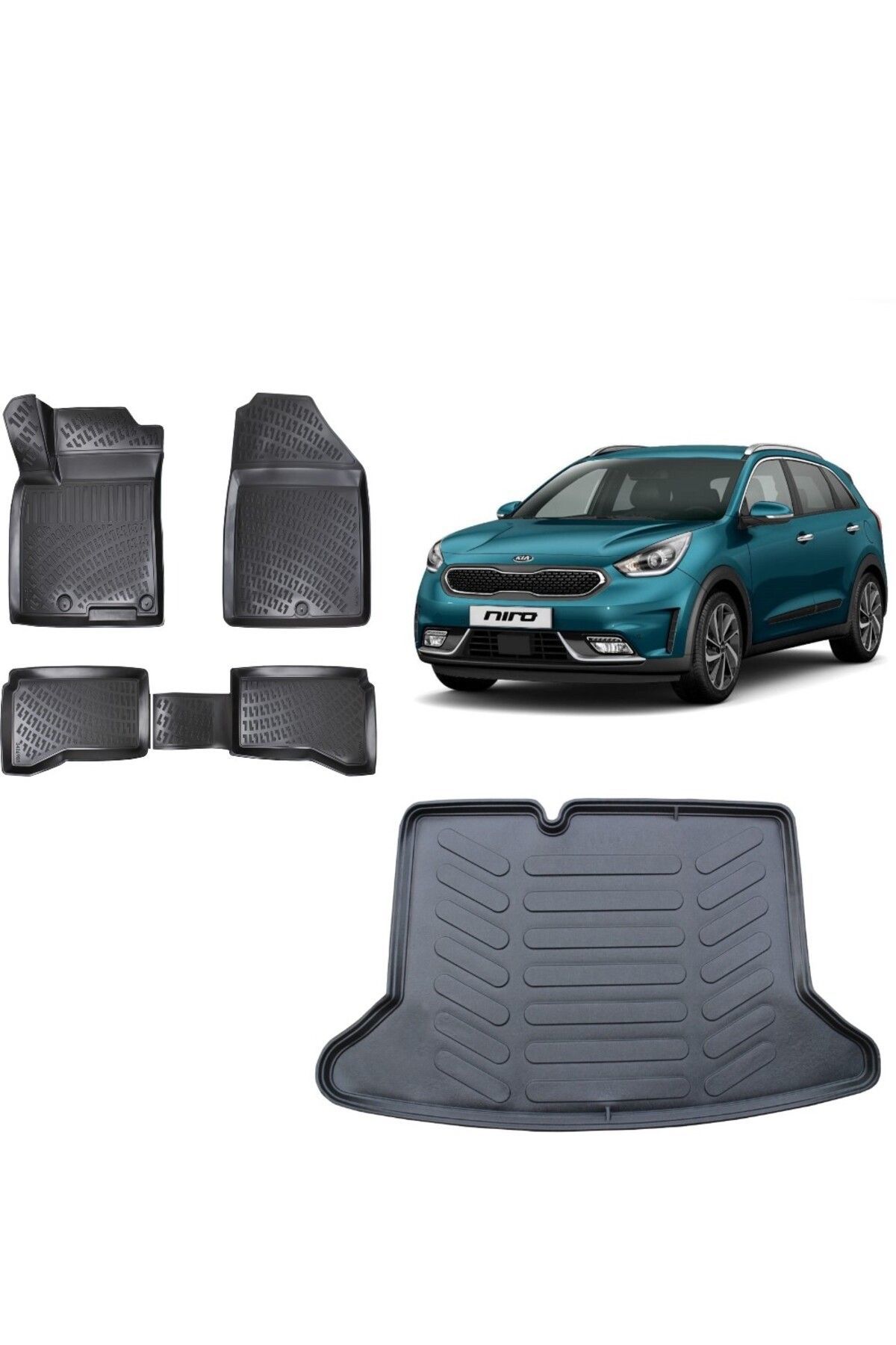 Kia Niro 2017 Model 3D Bagaj Havuzu+3D Havuzlu Araca Özel Paspas Takımı