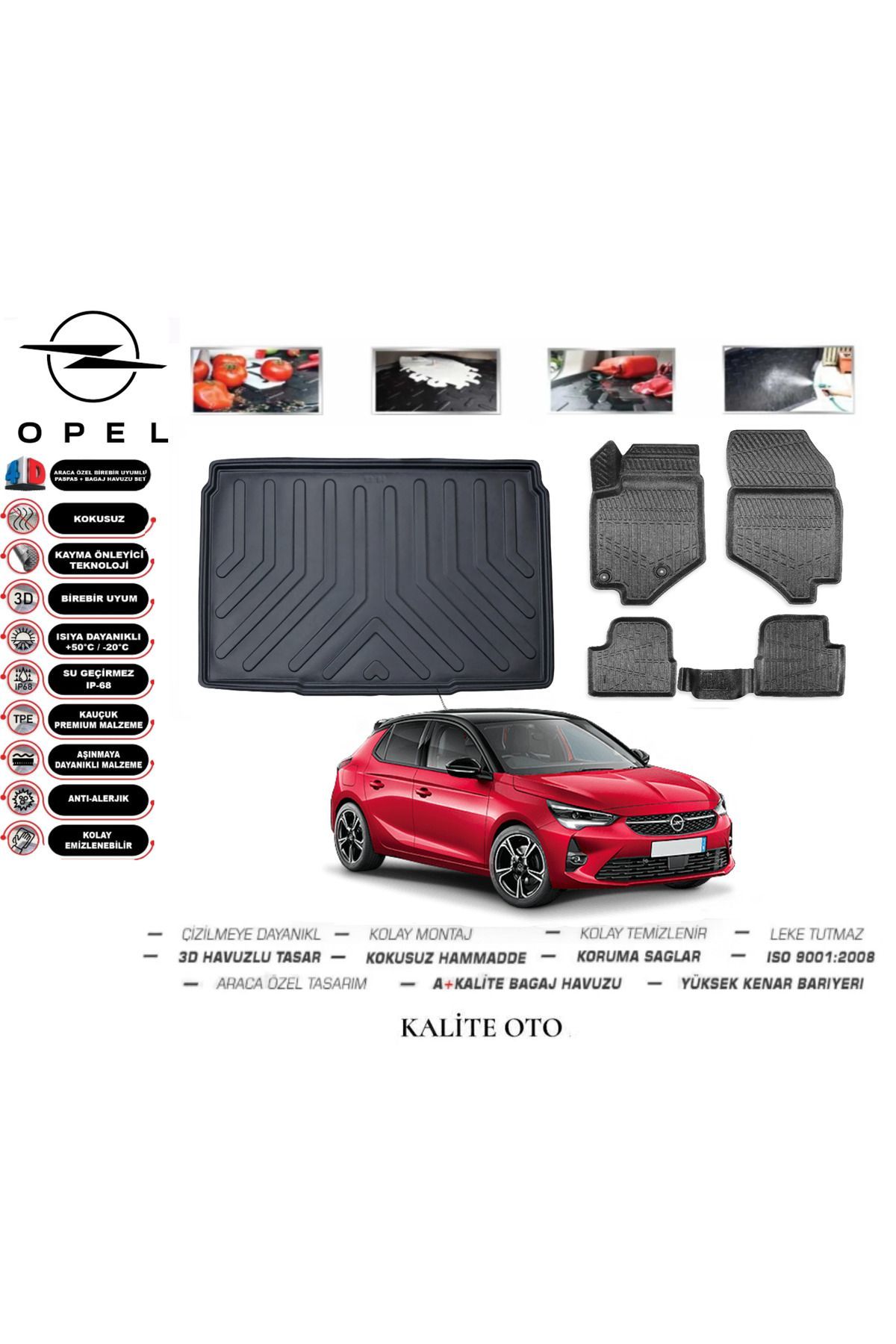 Opel Corsa F 2024 Model 3D Bagaj Havuzu+4D Havuzlu Paspas Setii