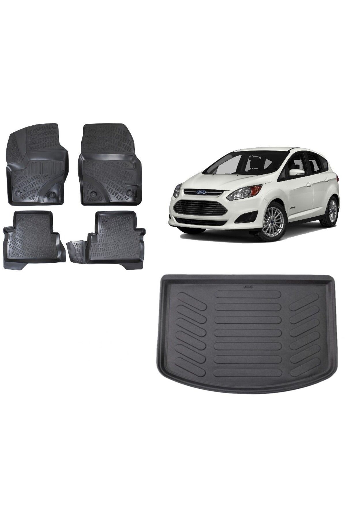 C-Max 2014 Model 3D Bagaj Havuzu+3D Havuzlu Araca Özel Paspas Takımı