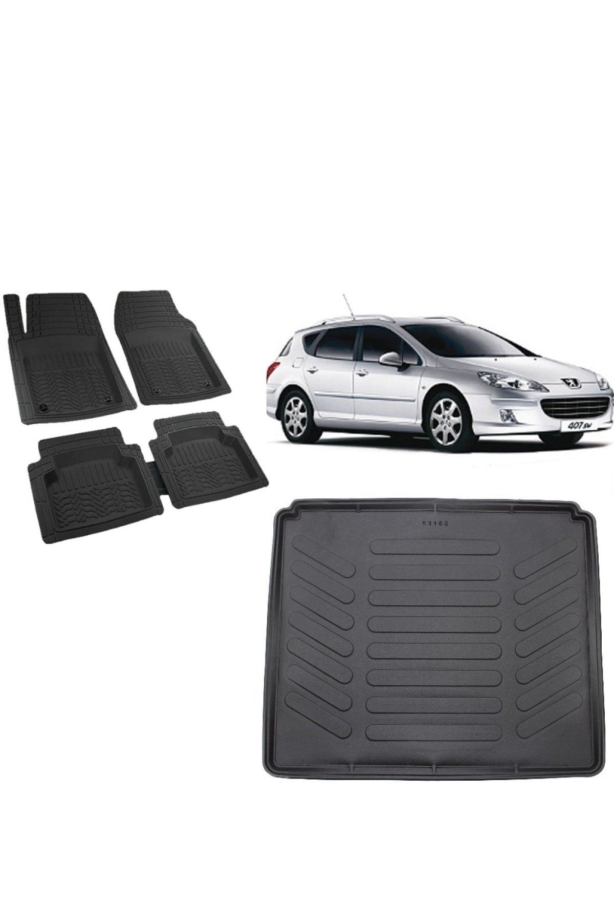 Peugeot 407 Station Vagon 2009 Model 3d Bagaj Havuzu+3d Siyah Havuzlu Paspas Takımı