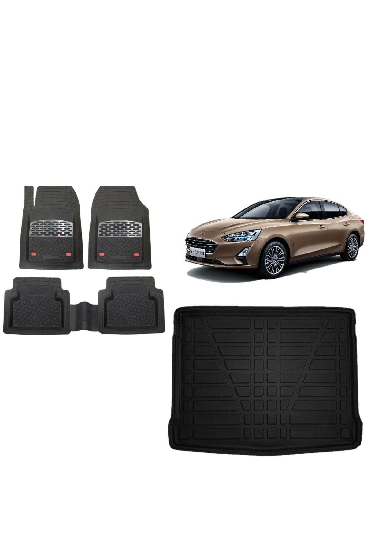 Ford Focus 4 SEDAN 2020 Model Tamir Kitli 3D Bagaj Havuzu+3D Havuzlu SSafir Karbon Kromlu Paspas