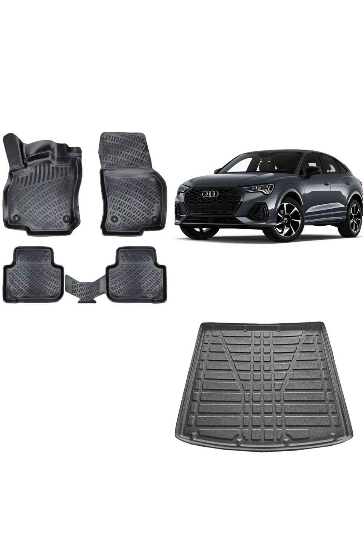 Audi Q3 2020 Model 3D Bagaj Havuzu+3D Havuzlu Araca Özel Paspas Takımı