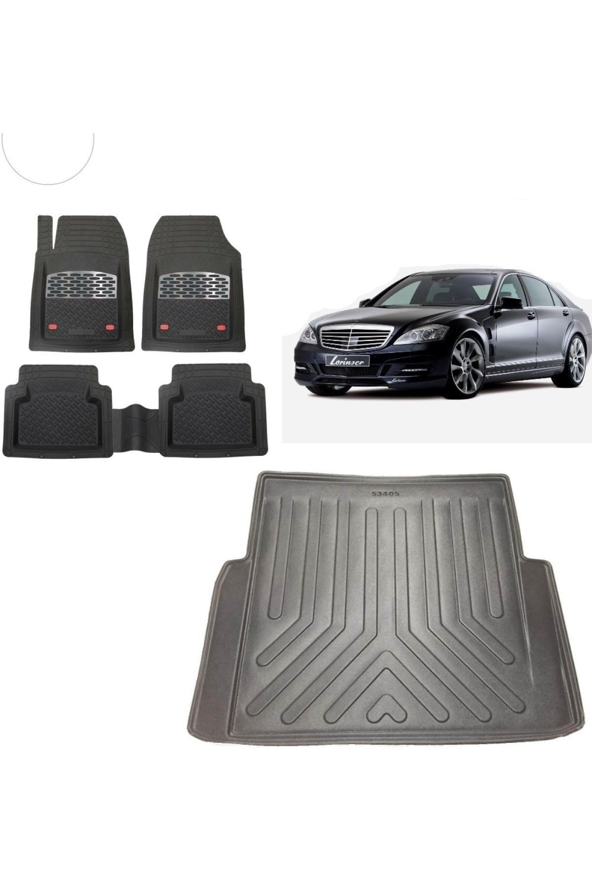 Mercedes S Serisi W221 2008 Model 3D Bagaj Havuzu+3D Havuzlu SSafir Karbon Kromlu Paspas
