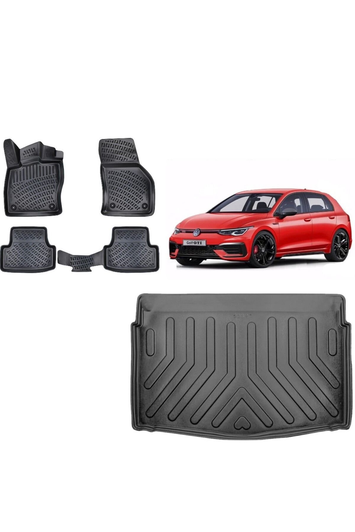 Volkswagen Golf 8 2023 Model 3D Bagaj Havuzu+3D Havuzlu Araca Özel Paspas Takımı