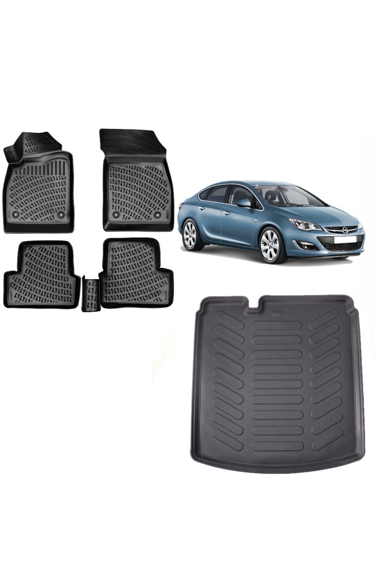 Opel Astra J Sedan 2015 Model 3D Bagaj Havuzu+3D Havuzlu Araca Özel Paspas Takımı