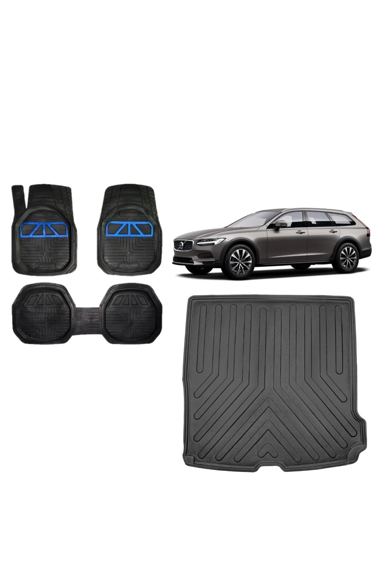 Volvo V90 2020 Model Kokusuz Bagaj Havuzu+mavi Kromlu Paspas Takımı