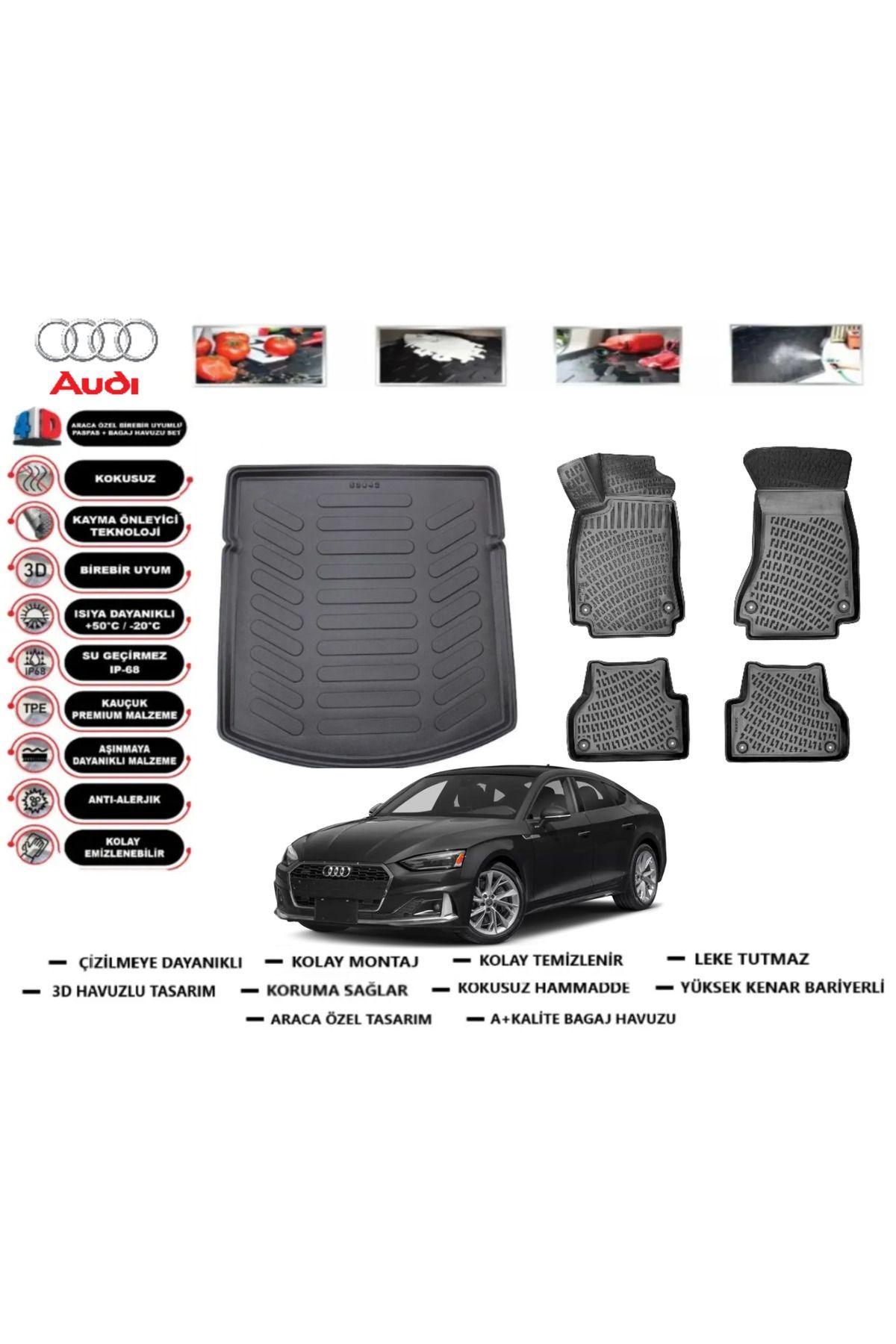 Audi A5 2019 Model Bagaj Havuzu Araca Özel Paspas Takımı Flex