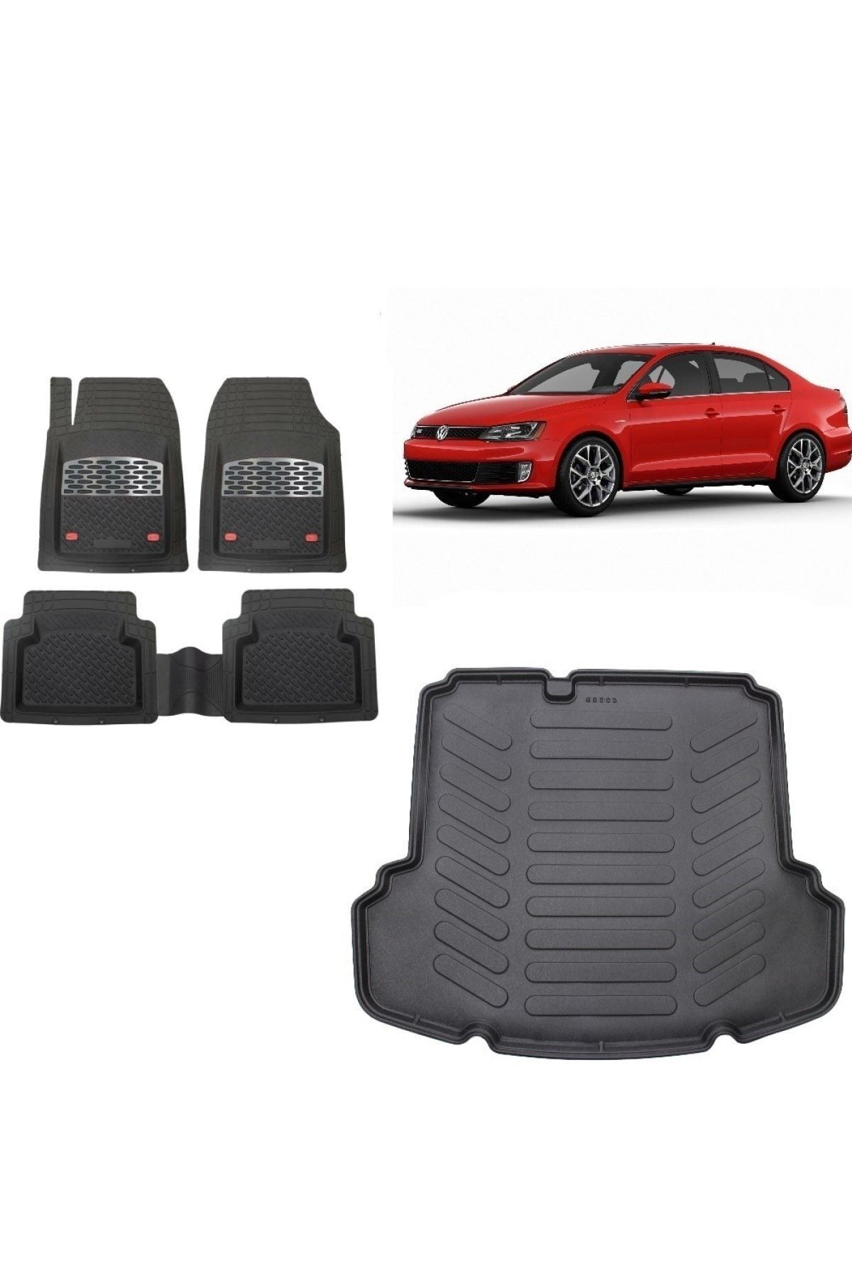 Volkswagen Jetta 2012 Model (Cepli) 3D Bagaj Havuzu+3D Havuzlu Safirr Gri Kromlu Paspas