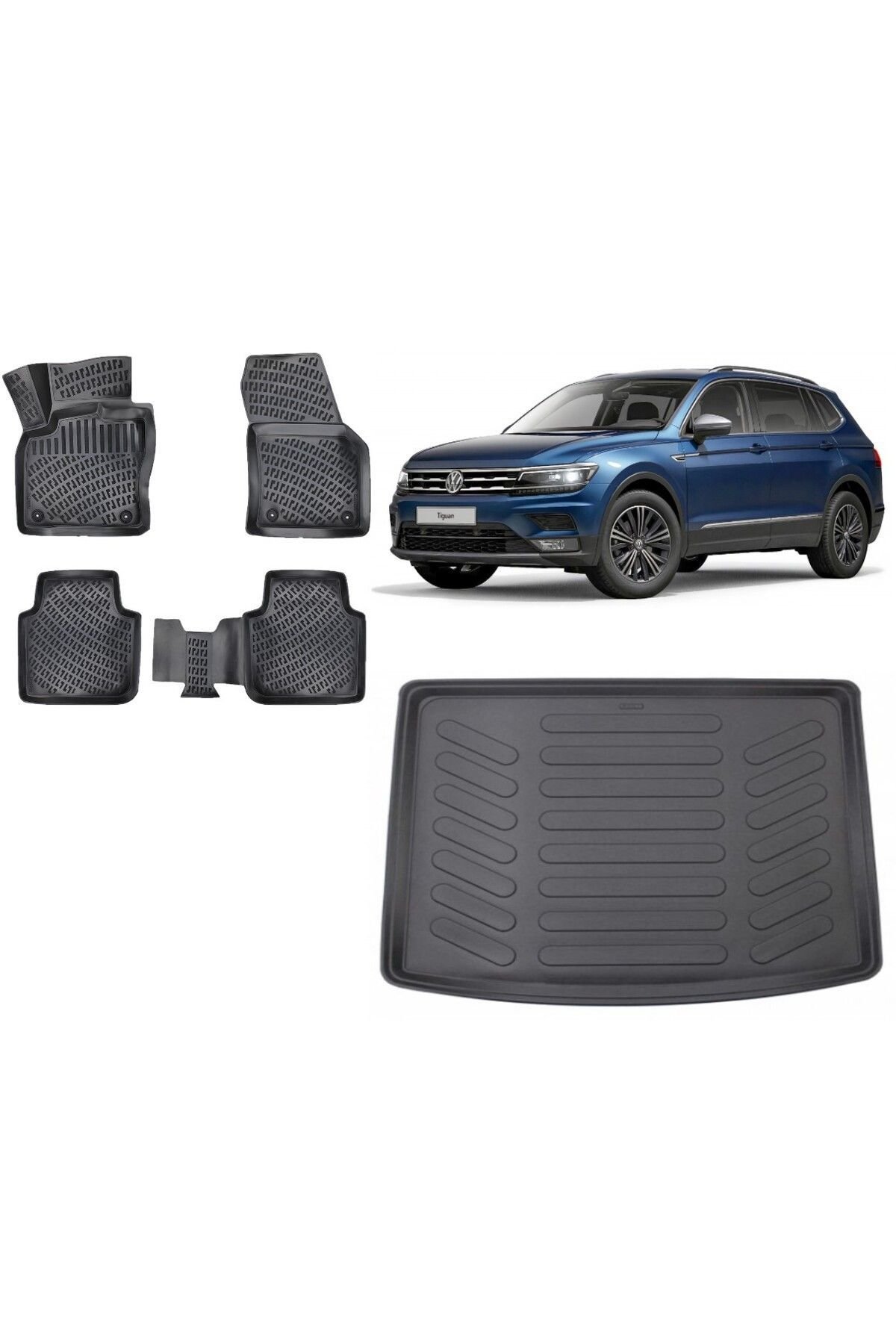 Volkswagen Tiguan 2018 Model Üst Kademe 3D Bagaj Havuzu+3D Havuzlu Araca Özel Paspas Takımı