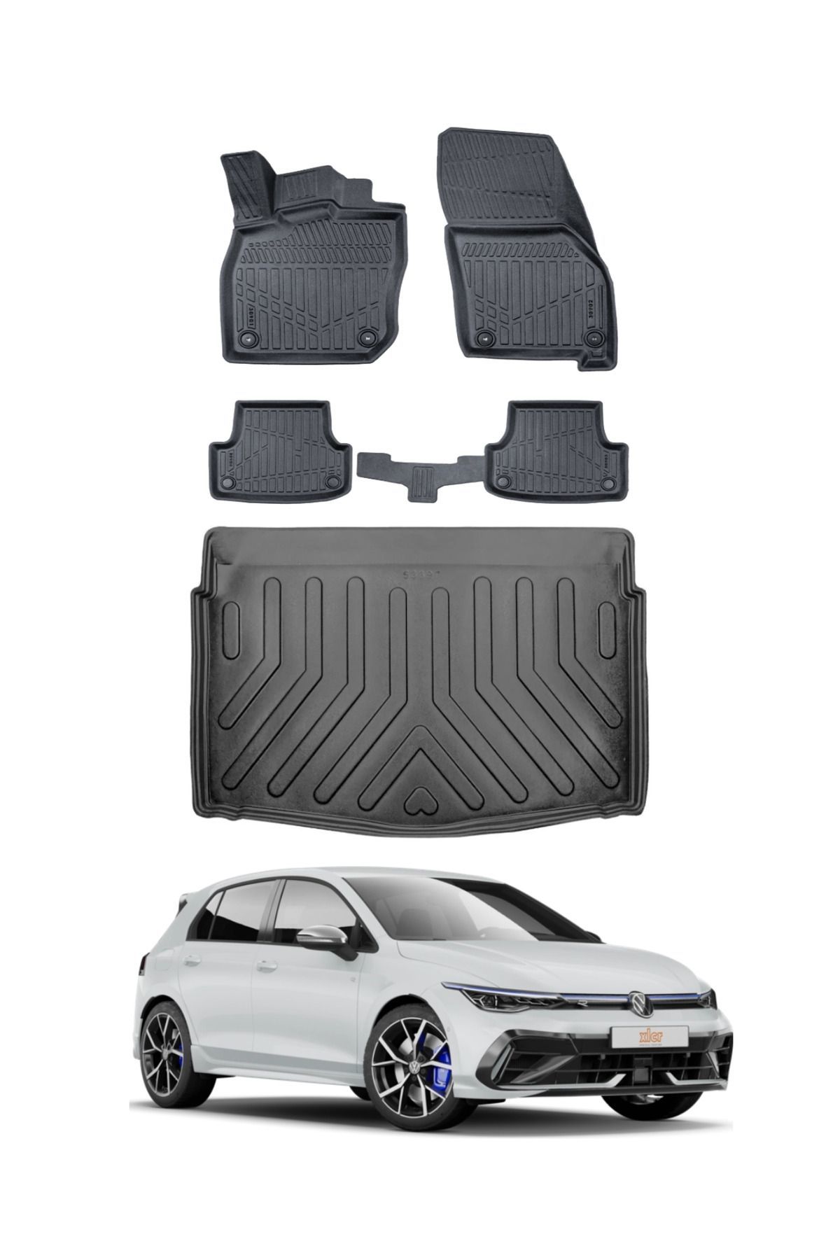 Volkswagen Golf 8 Manuel 2023 Model Alt Bagaj Havuzu Araca Özel Siyah Paspas Takımı