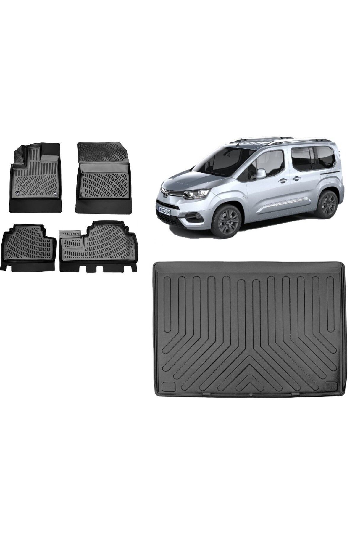 Toyota Proace City Seperatörlü 2023 Model 3D Bagaj Havuzu+3D Havuzlu Araca Özel Paspas Takımı