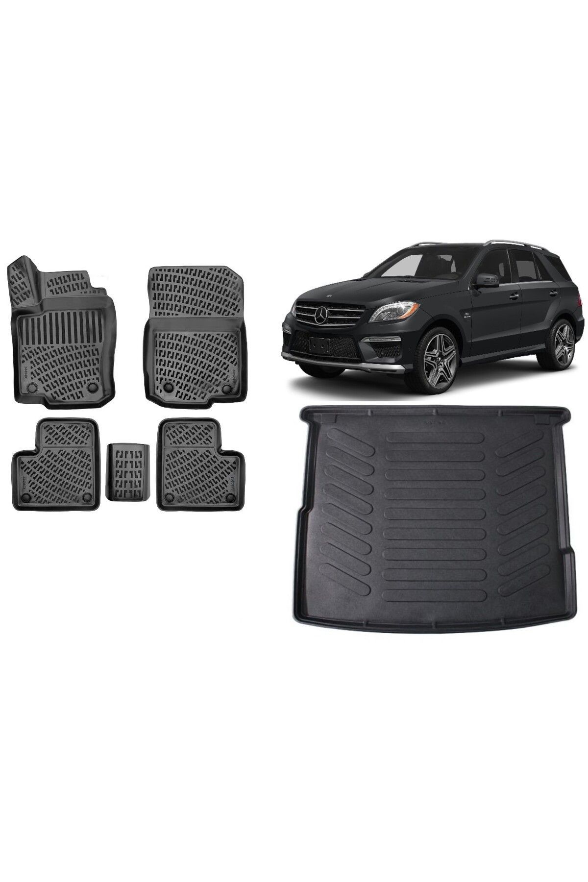 Mercedes ML Serisi 2014 Model 3D Bagaj Havuzu+3D Havuzlu Araca Özel Paspas Takımı