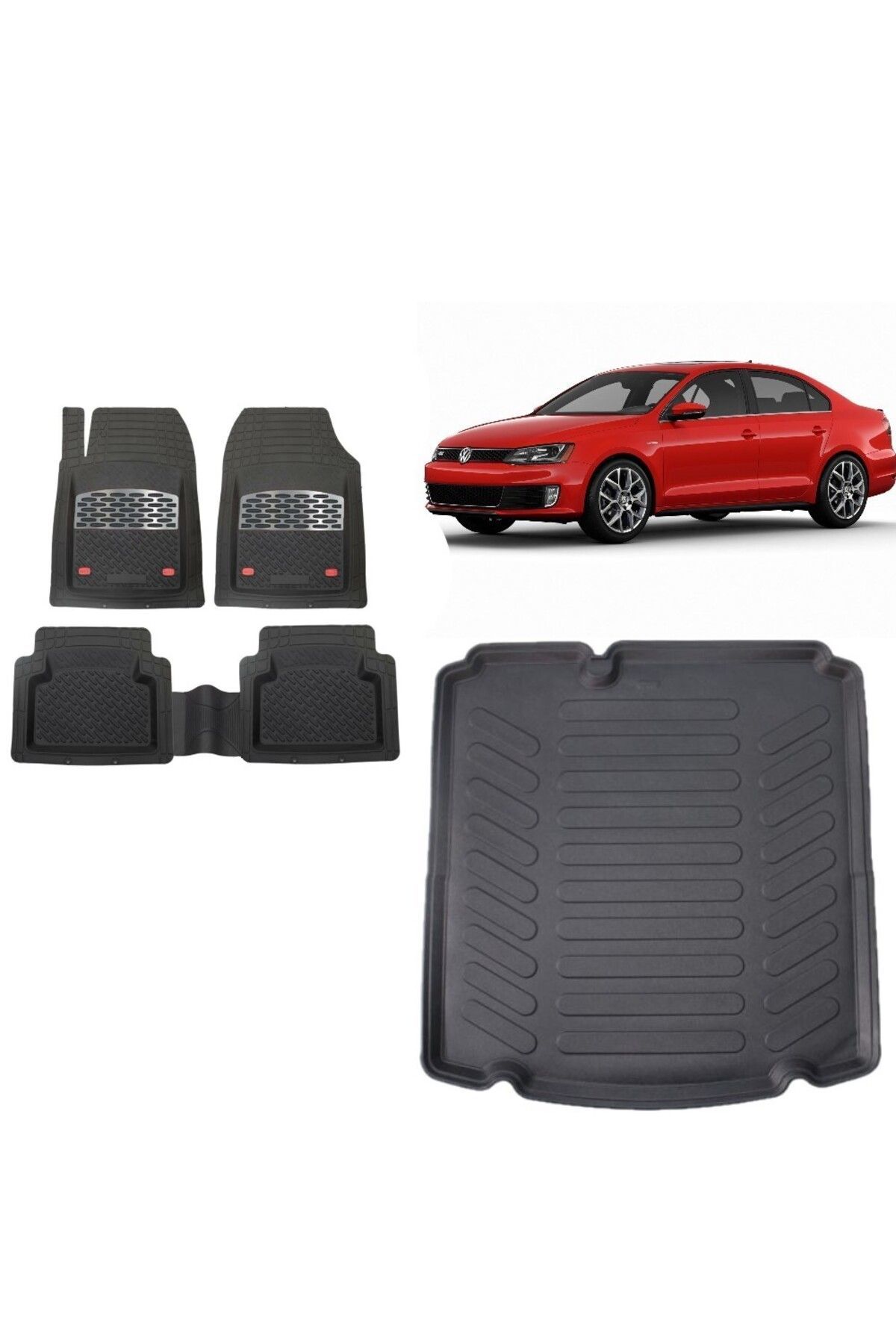 Volkswagen Jetta 2018 Model (Cepsiz) 3D Bagaj Havuzu+3D Havuzlu SSafir Karbon Kromlu Paspas