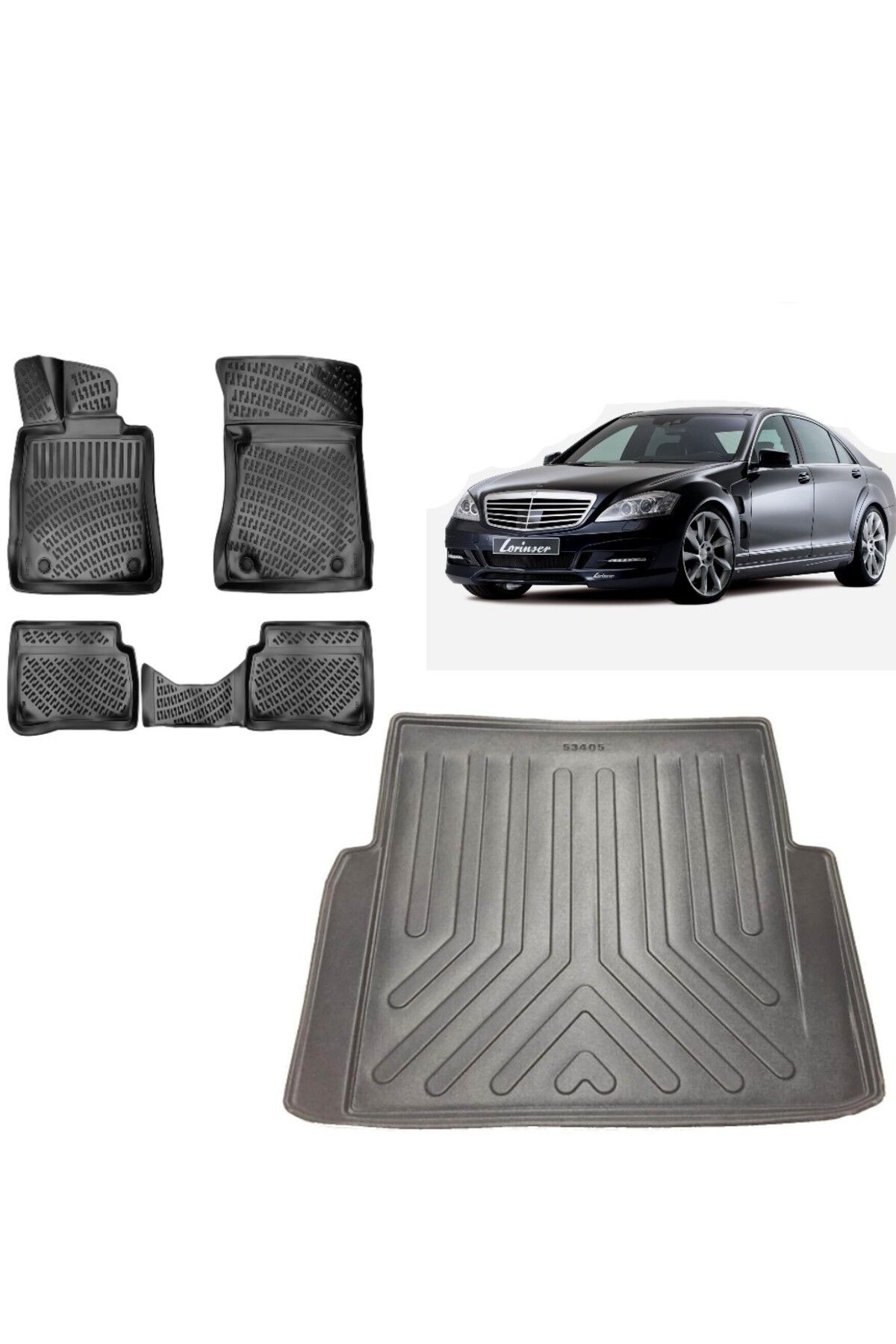 Mercedes S Serisi W221 2011 Model 3D Bagaj Havuzu+3D Havuzlu Araca Özel Paspas Takımı
