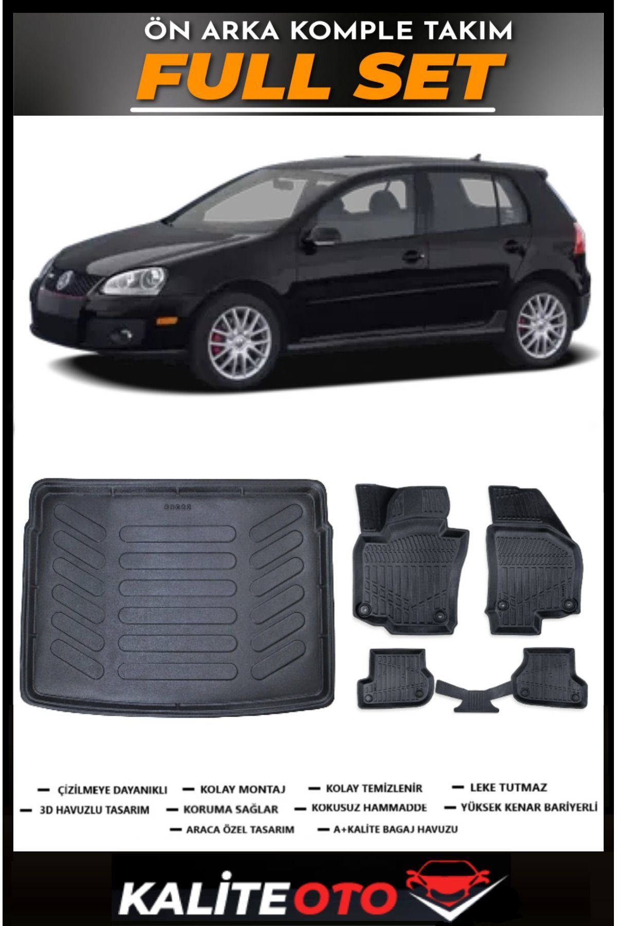 Volkswagen Golf 5 Bagaj Havuzu+4.5D Havuzlu Paspas Seti 2008 Model