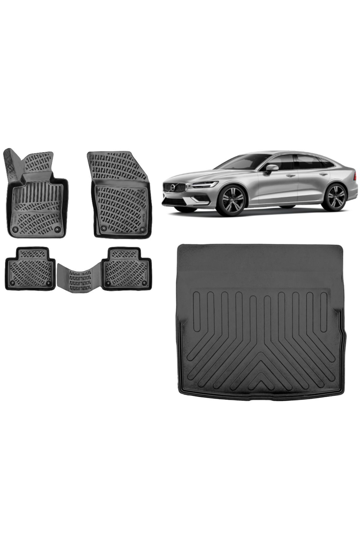Volvo S60 2020 Model 3D Bagaj Havuzu+3D Havuzlu Araca Özel Paspas Takımı