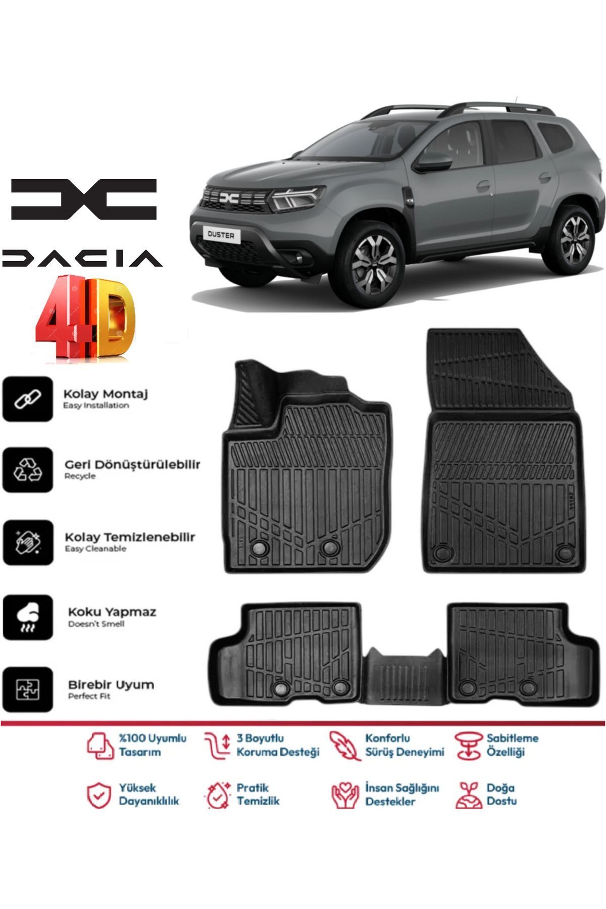 Dacia Duster 4X2 2023 Model 4D Havuzlu Paspas