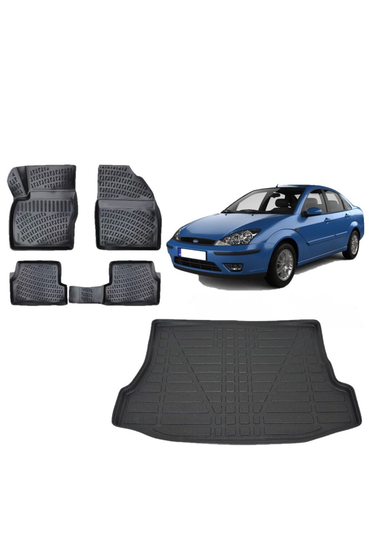 Focus 1 Sedan 1998 Model 3D Bagaj Havuzu+3D Havuzlu Araca Özel Paspas Takımı