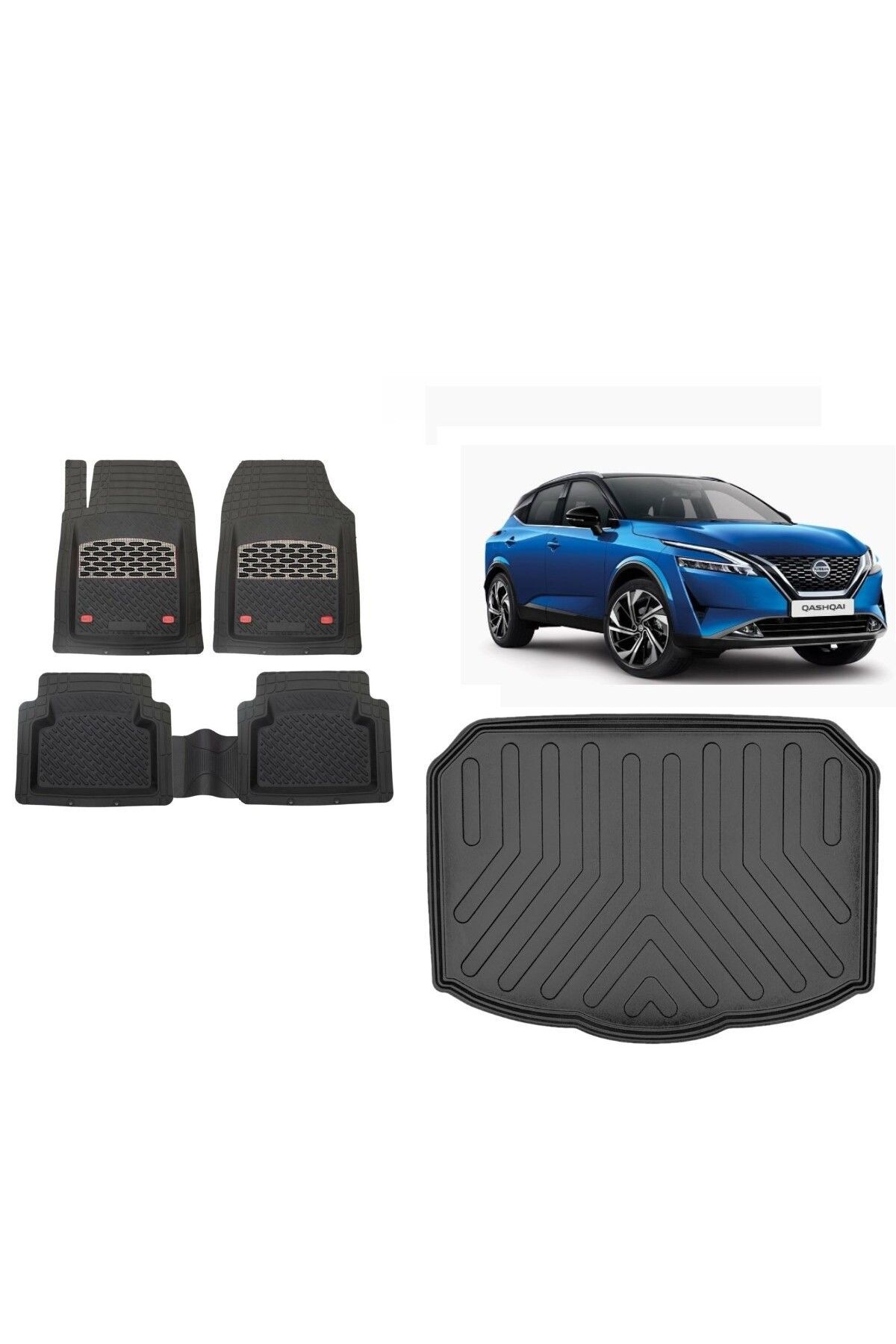 Nissan Qashqai e-Power Alt 2024 Model Bagaj Havuzu+3D Havuzlu Safirr Gri Kromlu Paspas