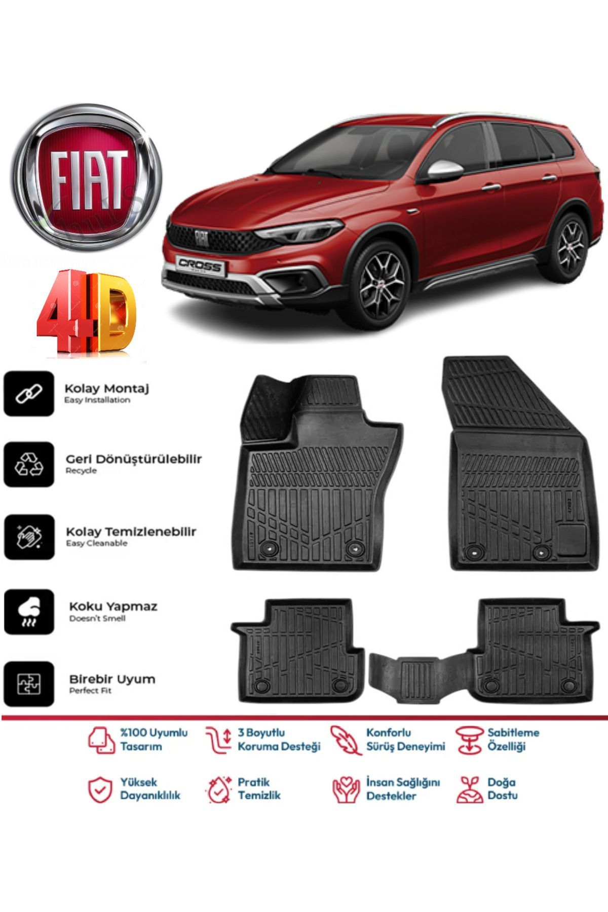Fiat Egea Cross Wagon 2023 Model 4D Havuzlu Paspas