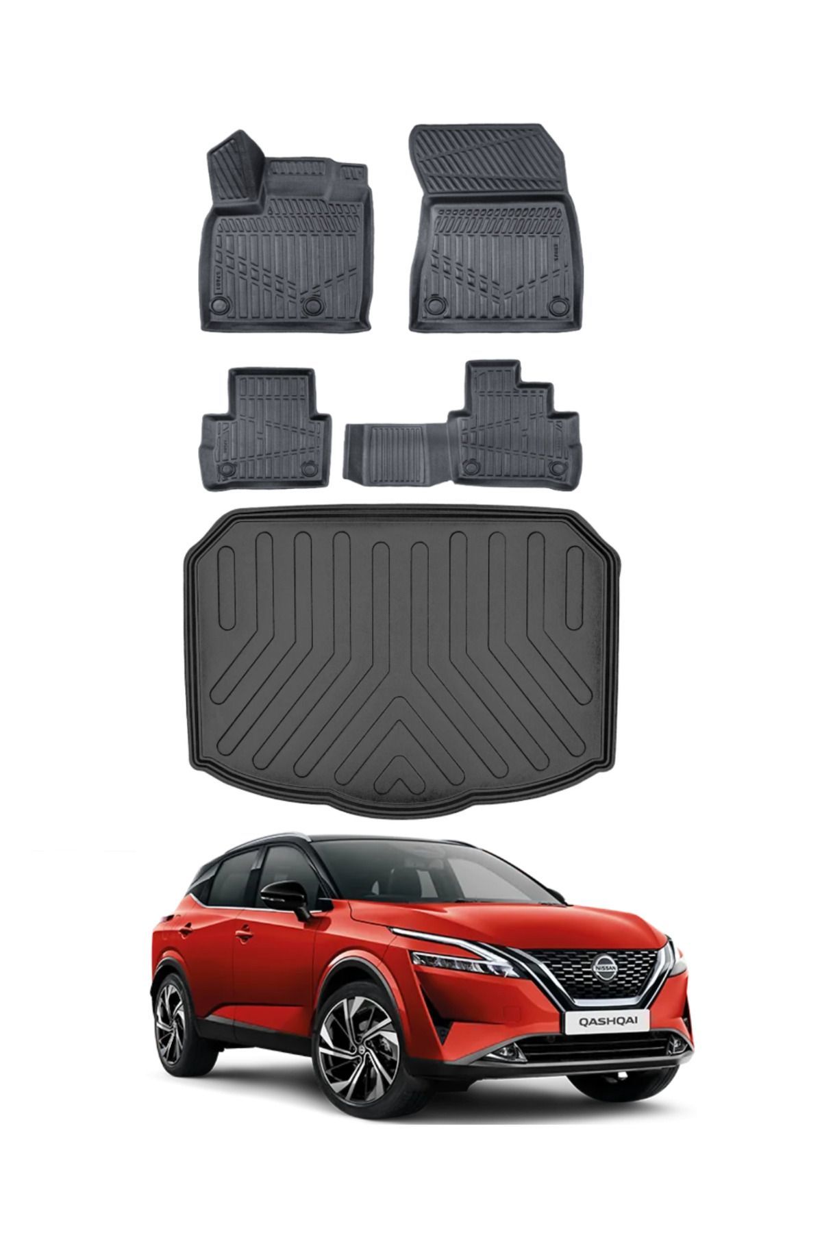 Nissan Qashqai 2024 Model Alt Bagaj Havuzu Araca Özel Siyah Paspas Takımı