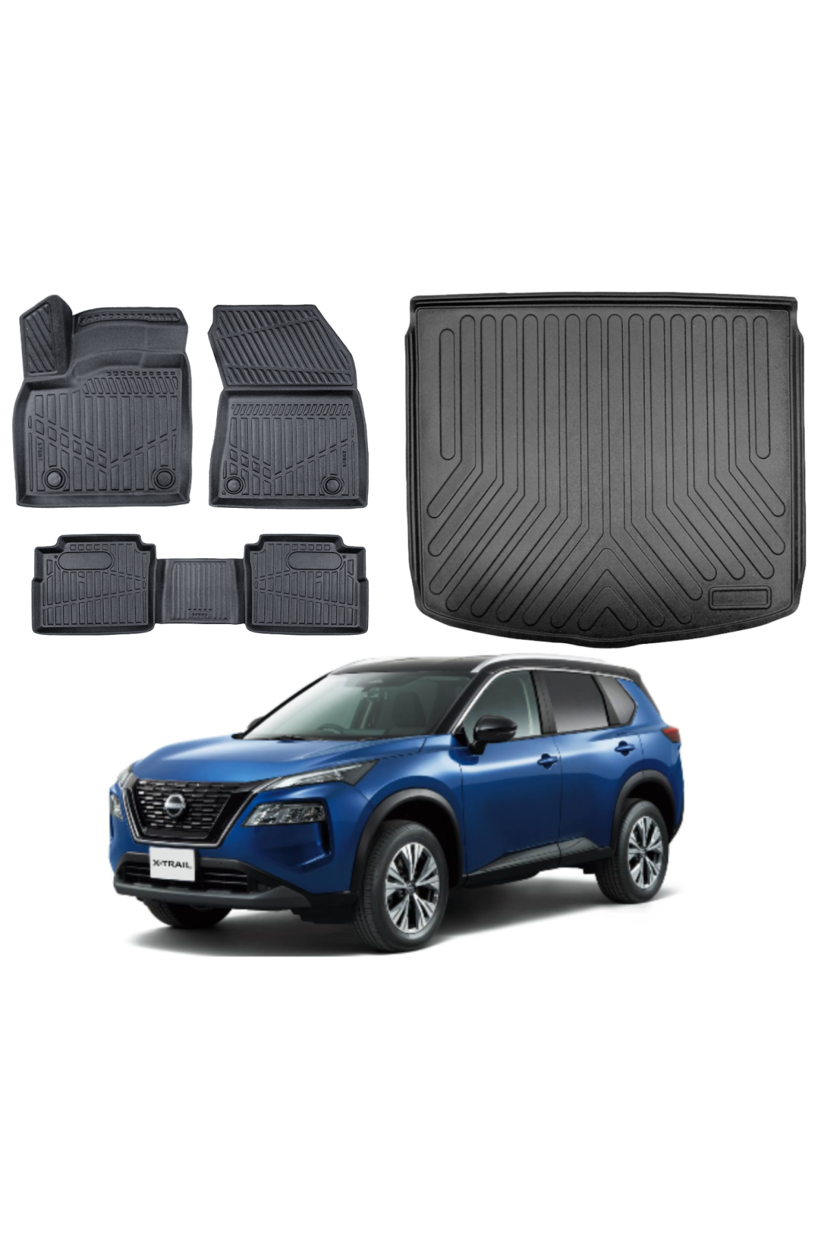 X-Trail e-power 5 Koltuk 2024 Model Bagaj Havuzu+3D Araca Özel Paspas Takımı Luxury Serisi