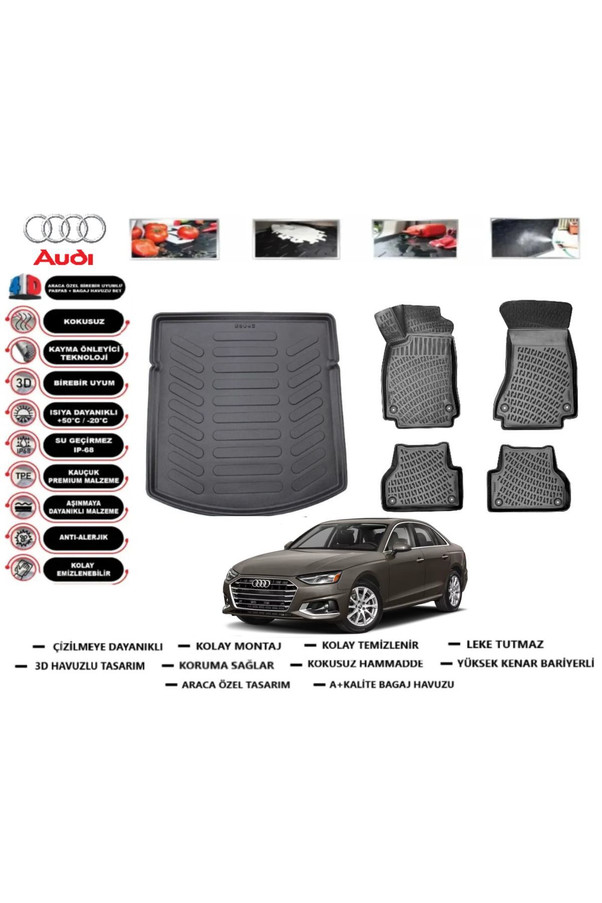 Audi A4 STW 2019 Model Bagaj Havuzu Araca Özel Paspas Takımı Flex
