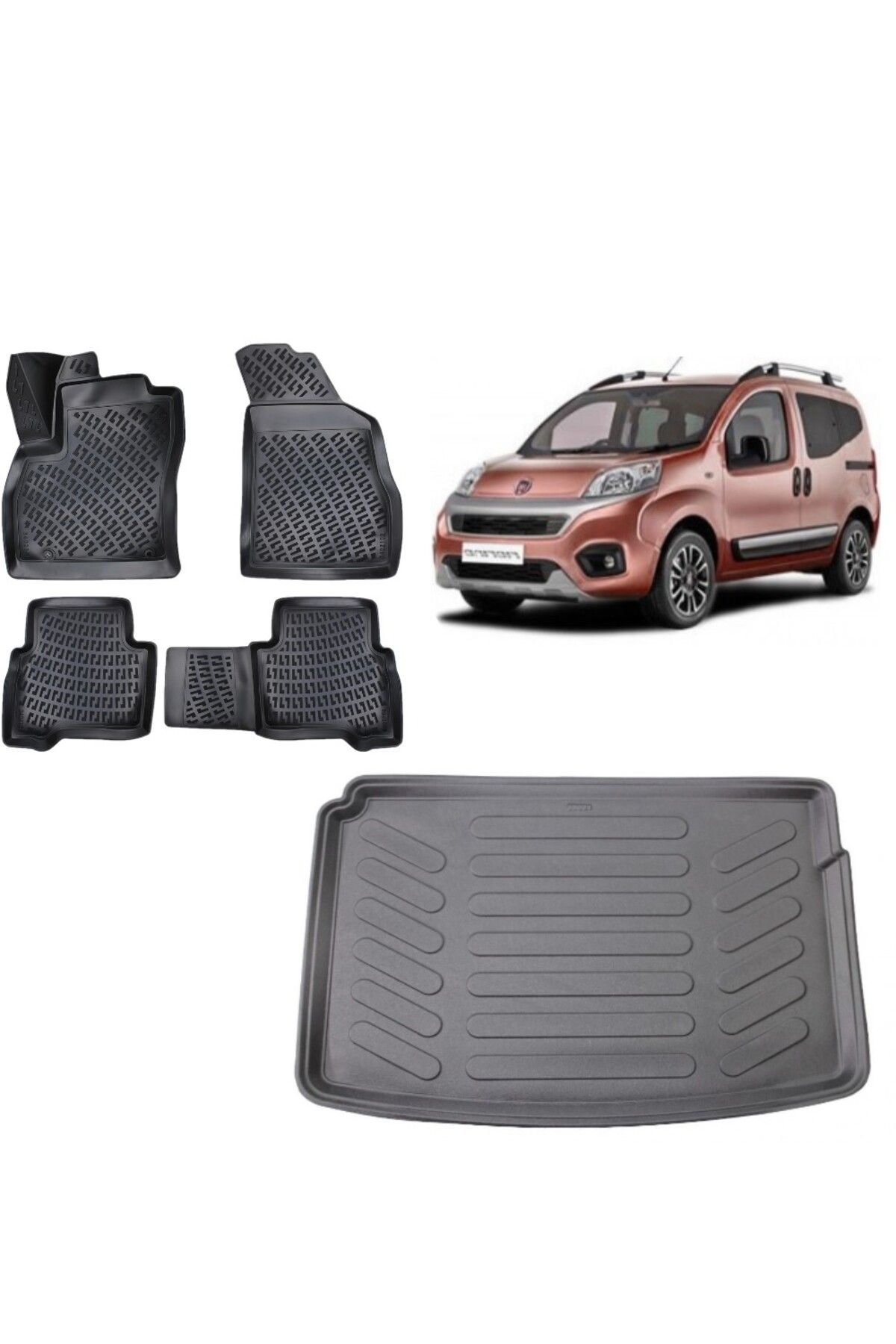 Fiat Fiorino 2023 Model Halı Zemin 3D Bagaj Havuzu+3D Havuzlu Araca Özel Paspas Takımı