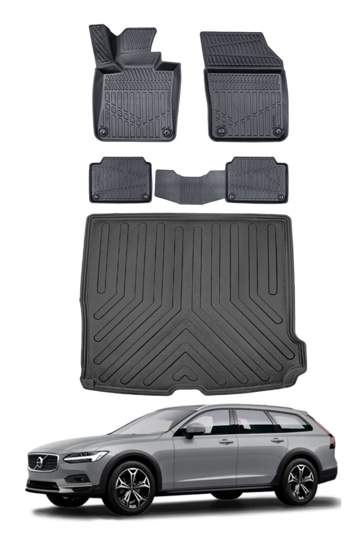 Volvo V90 2020 Model Bagaj Havuzu Araca Özel Siyah Paspas Takımı