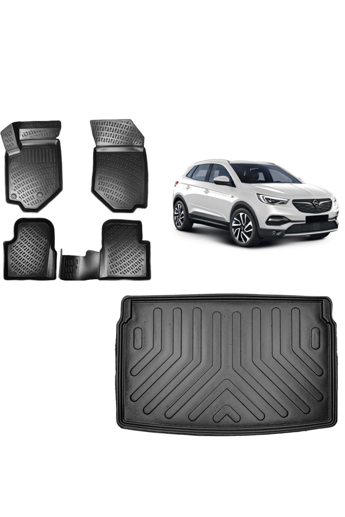 Opel Mokka Üst Elektirikli 2021 Model 3D Bagaj Havuzu+3D Havuzlu Araca Özel Paspas Takımı
