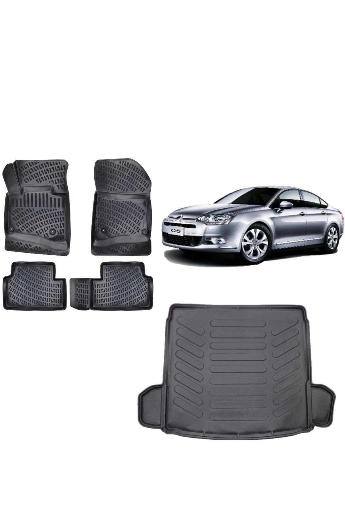Citroen C5 Sedan 2016 Model 3D Bagaj Havuzu+3D Havuzlu Araca Özel Paspas Takımı