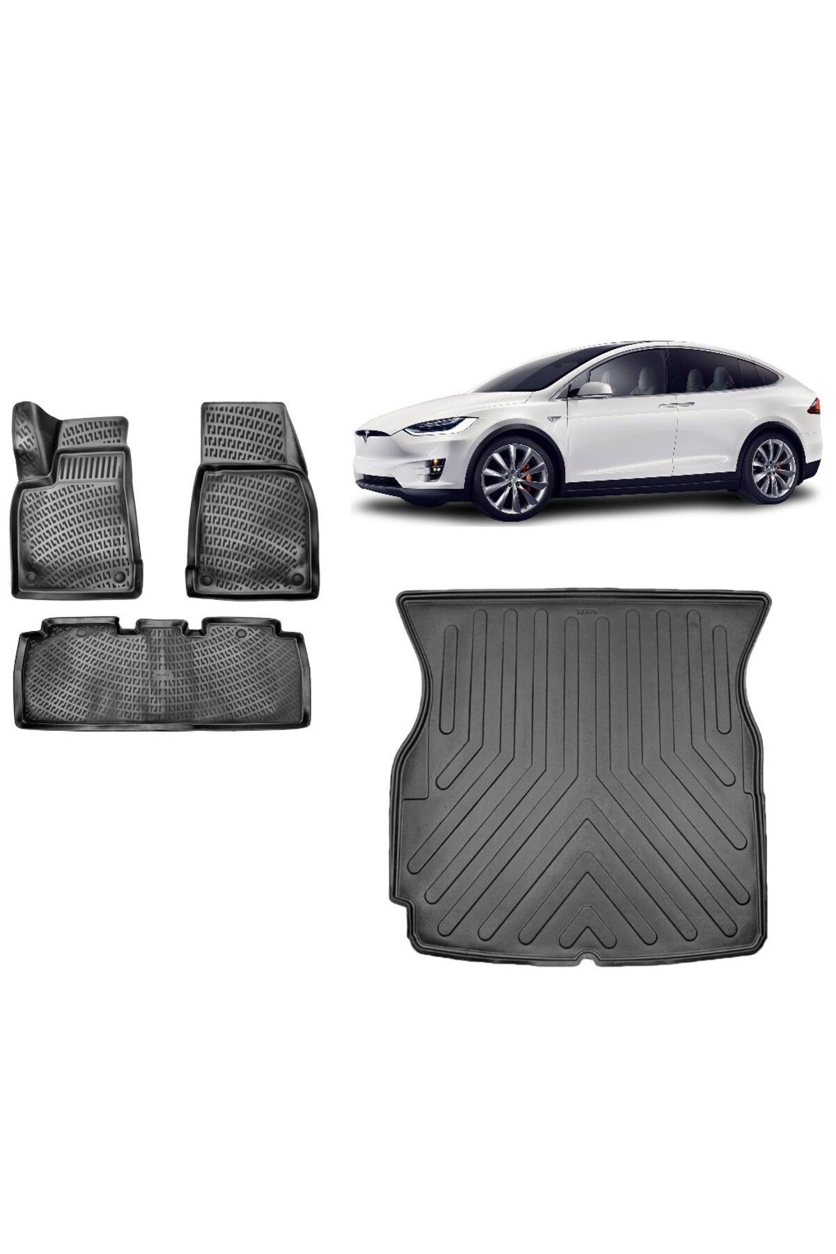 Tesla Model X 5 Koltuklu 2019 Model 3D Bagaj Havuzu+3D Havuzlu Araca Özel Paspas Takımı