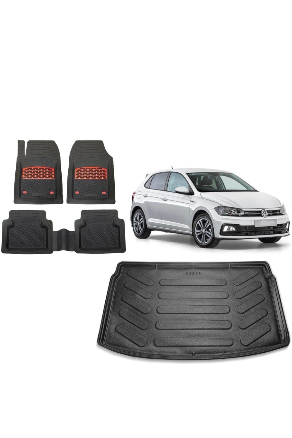 Volkswagen Polo Style/Life Paket 2024 Model 3D Bagaj+3D Havuzlu Safirr Kırmızı Kromlu Paspas