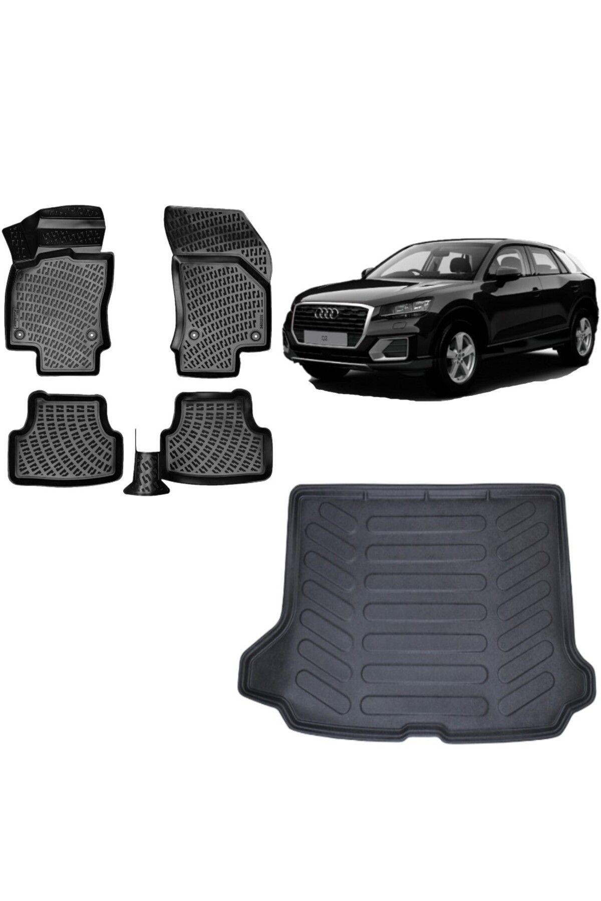 Audi Q2 2019 Model 3D Bagaj Havuzu+3D Havuzlu Araca Özel Paspas Takımı