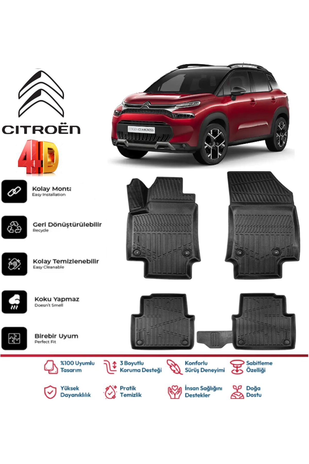 Citroen C3 Aircross 2018 Model 4D Havuzlu Paspas