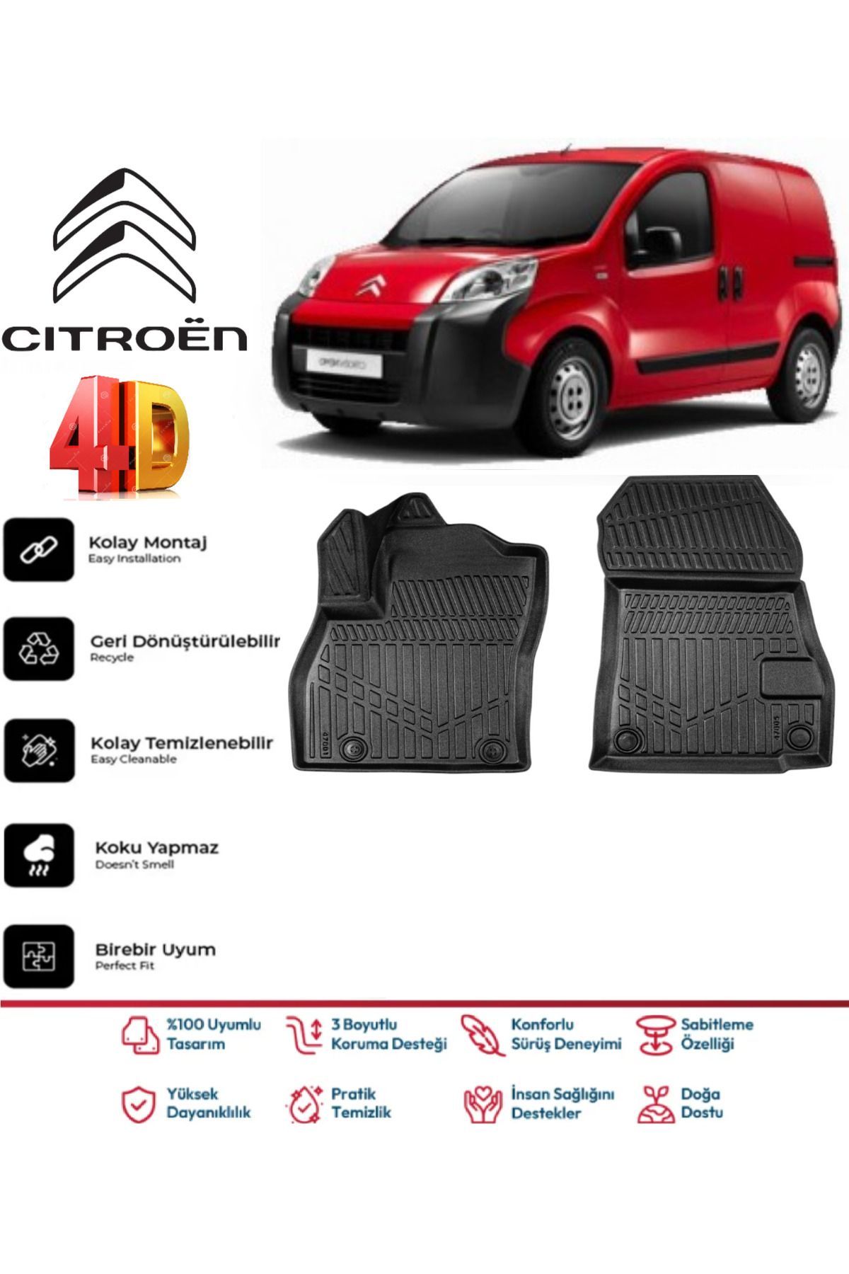 Citroen Nemo 2015 Model 4D Havuzlu Paspas