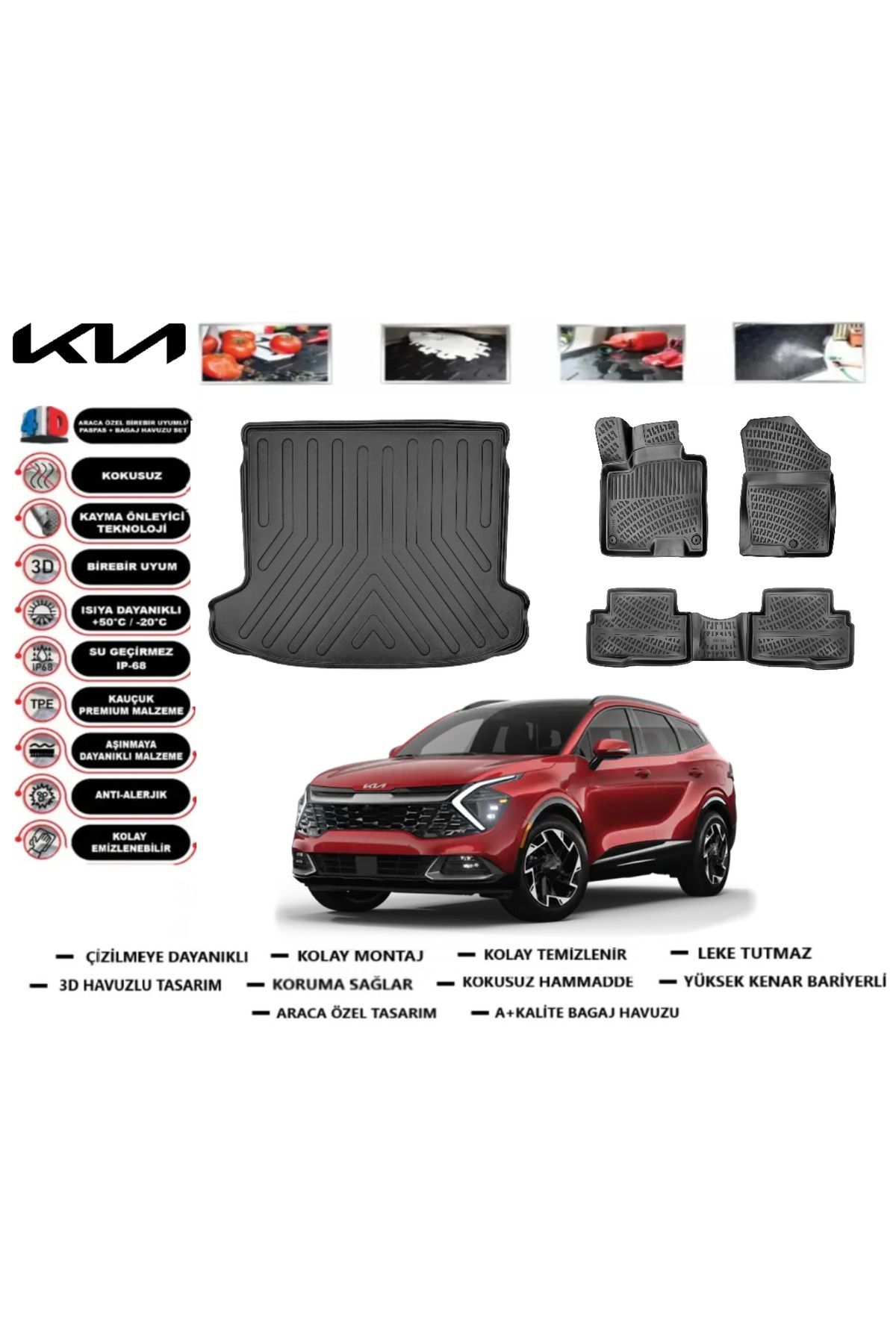 Kia Sportage Prestige 2024 Model Bagaj Havuzu Araca Özel Paspas Takımı Prrox