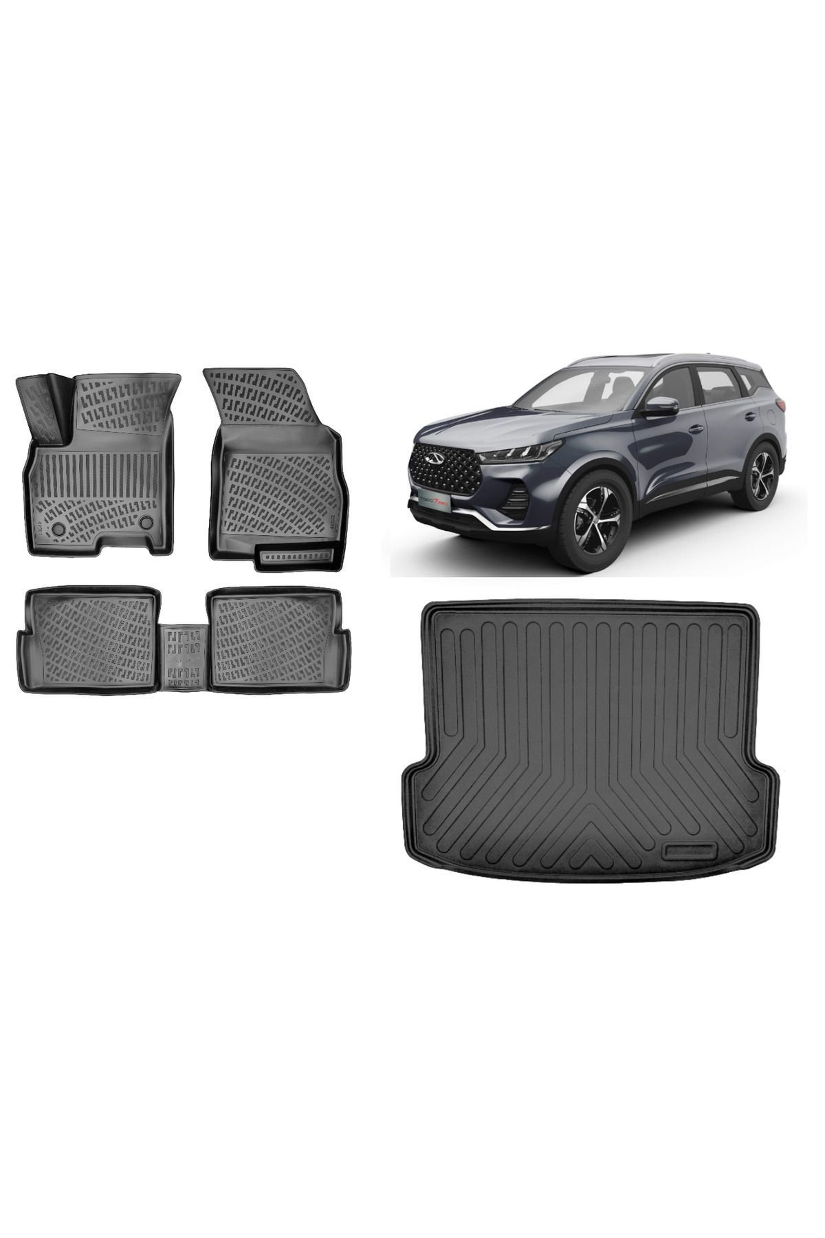 Chery Tiggo 7 Pro 2023 Model 3D Bagaj Havuzu+3D Havuzlu Araca Özel Paspas Takımı