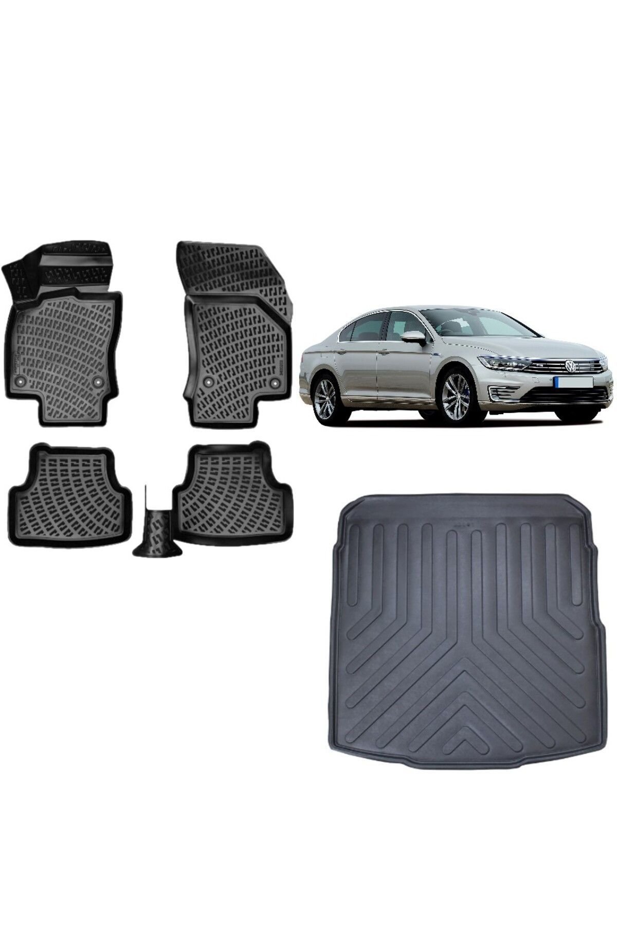 Volkswagen Passat B8 2023 Model 3D Bagaj Havuzu+3D Havuzlu Araca Özel Paspas Takımı