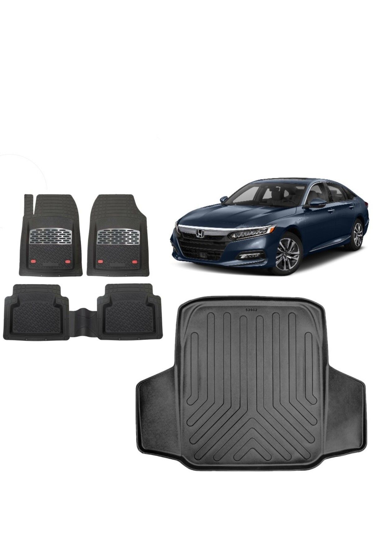 Honda Accord 2020 Model 3D Bagaj Havuzu+3D Havuzlu Safir Karbon Kromlu Paspas
