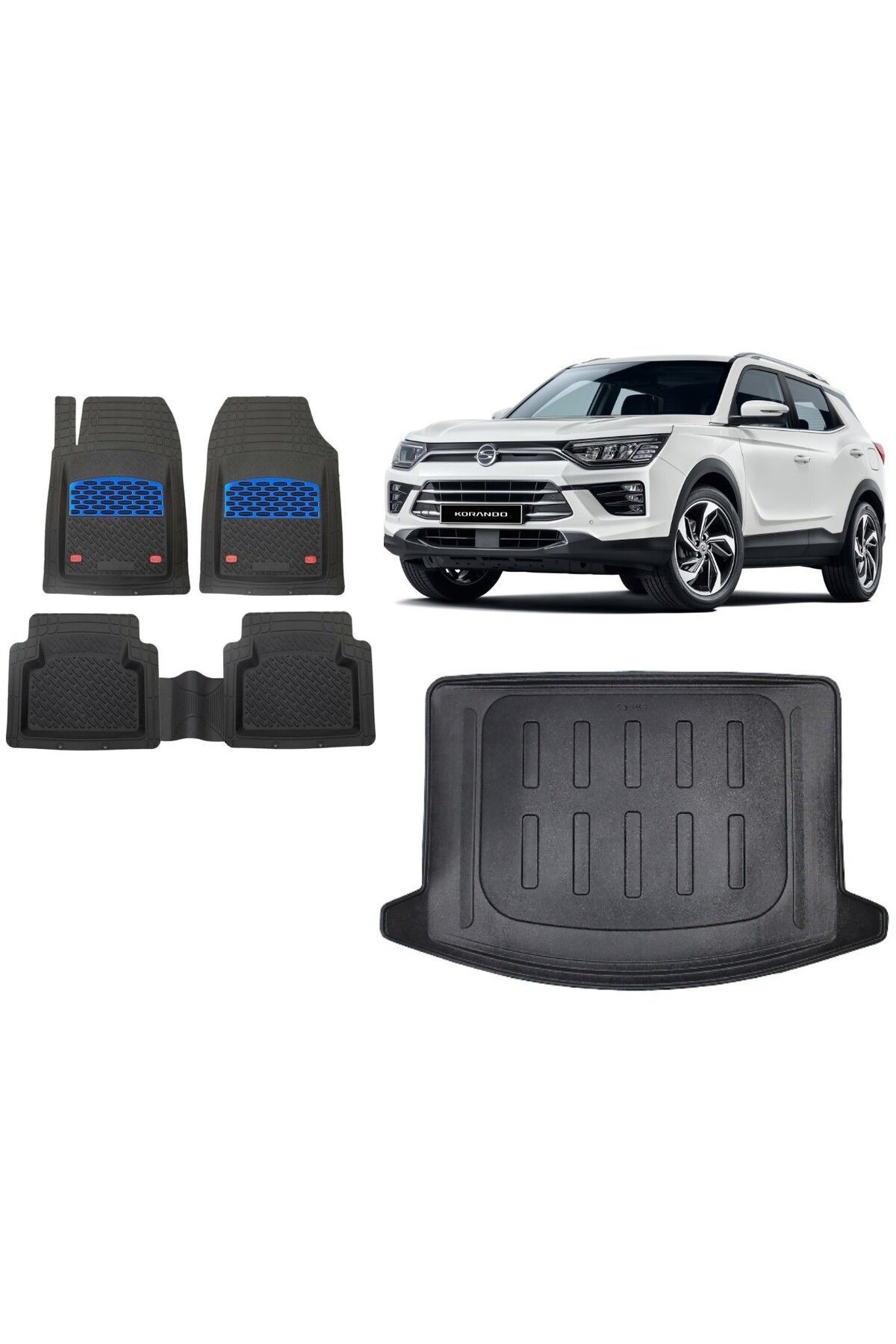 Ssangyong Korando 2022 Model Bagaj Havuzu+3D Havuzlu Safir Mavi Kromluu Paspas