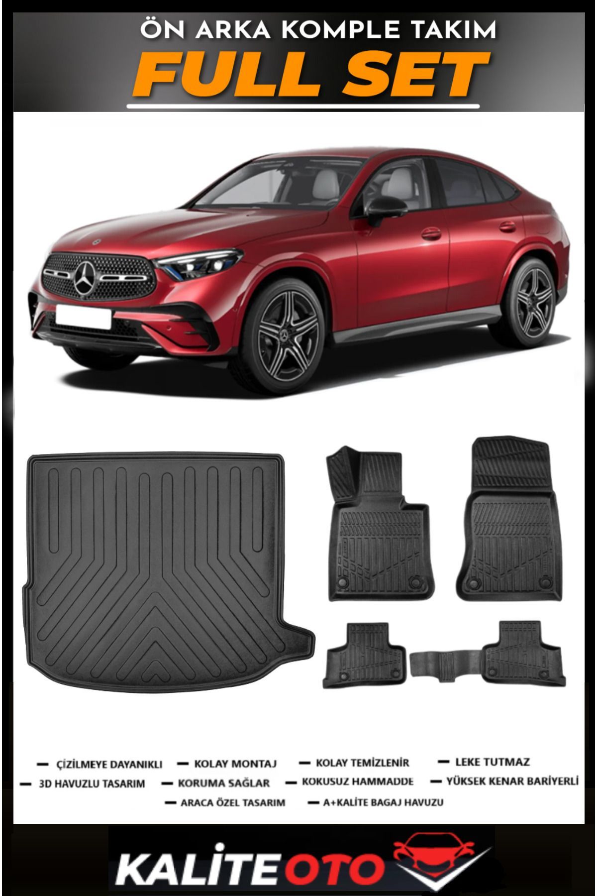 Mercedes Glc Coupe Bagaj Havuzu+4.5D Havuzlu Paspas Seti 2025 Model