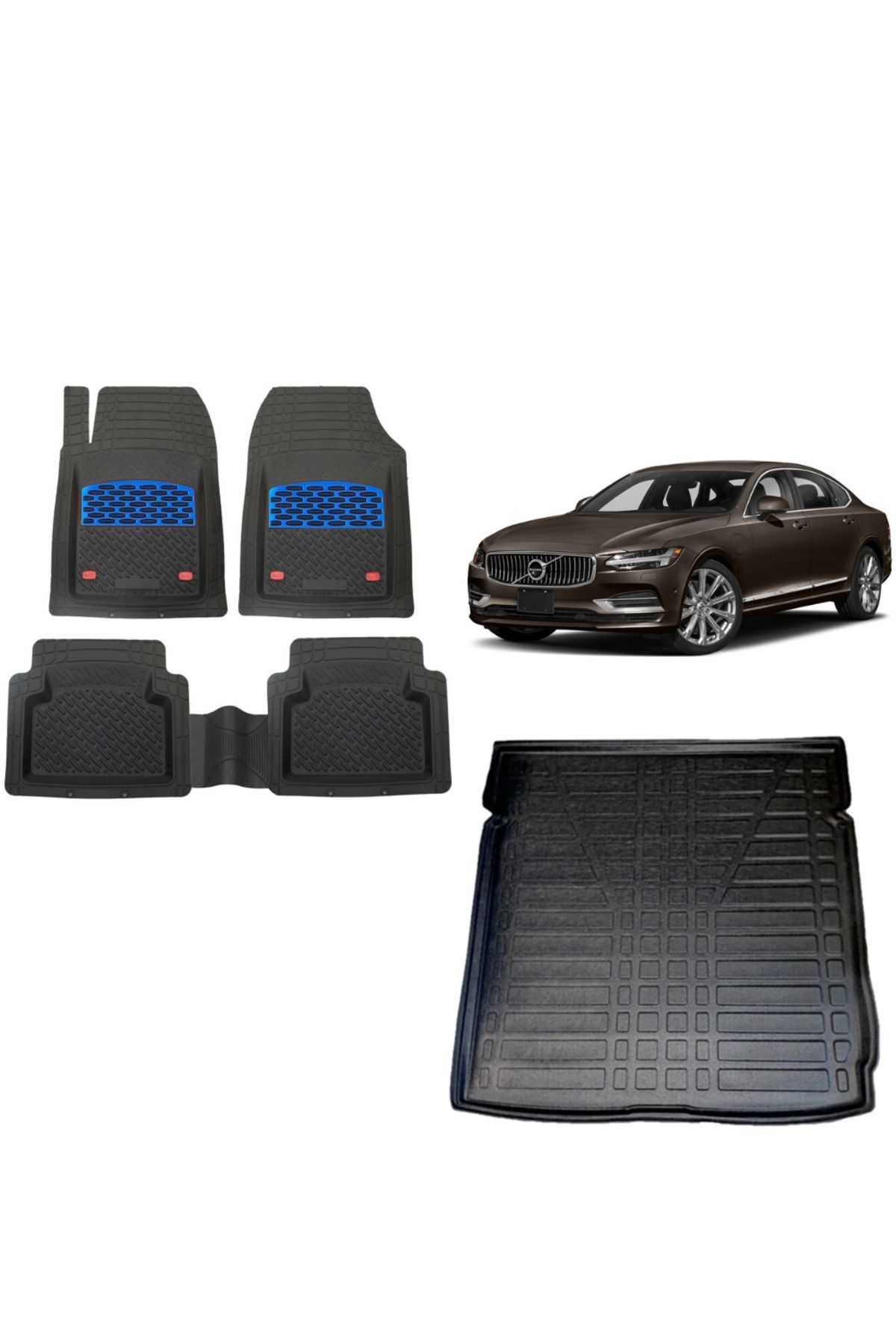 Volvo S90 2016 Model 3D Bagaj Havuzu+3D Havuzlu Safir Mavi Kromlu Paspas