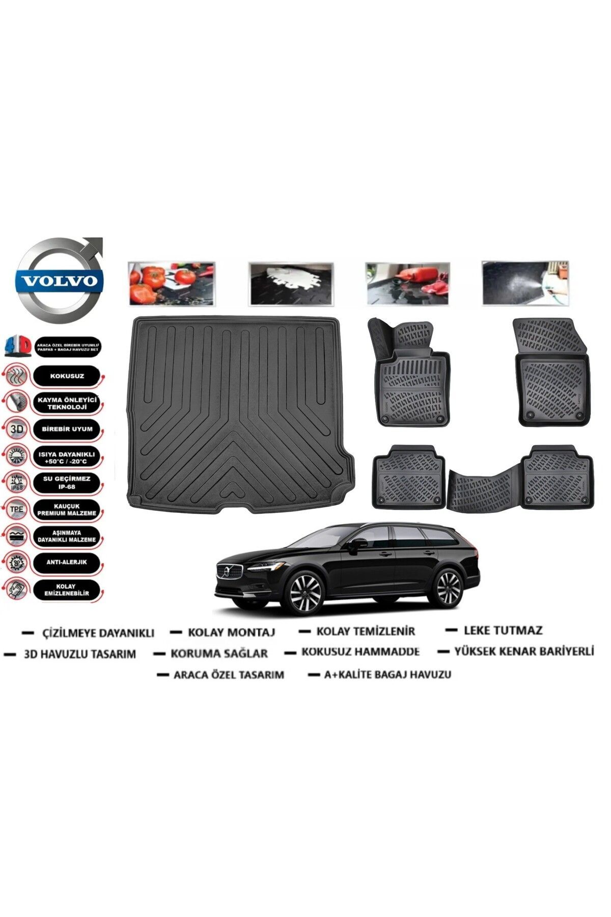 Volvo V90 2025 Model Bagaj Havuzu Araca Özel Paspas Takımı Prrox