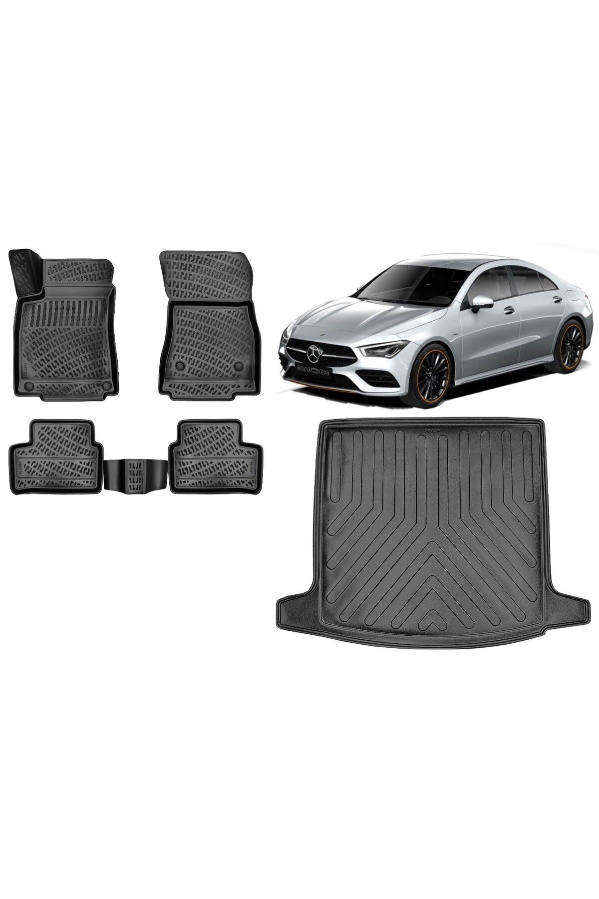 Mercedes CLA 2021 Model 3D Bagaj Havuzu+3D Havuzlu Araca Özel Paspas Takımı