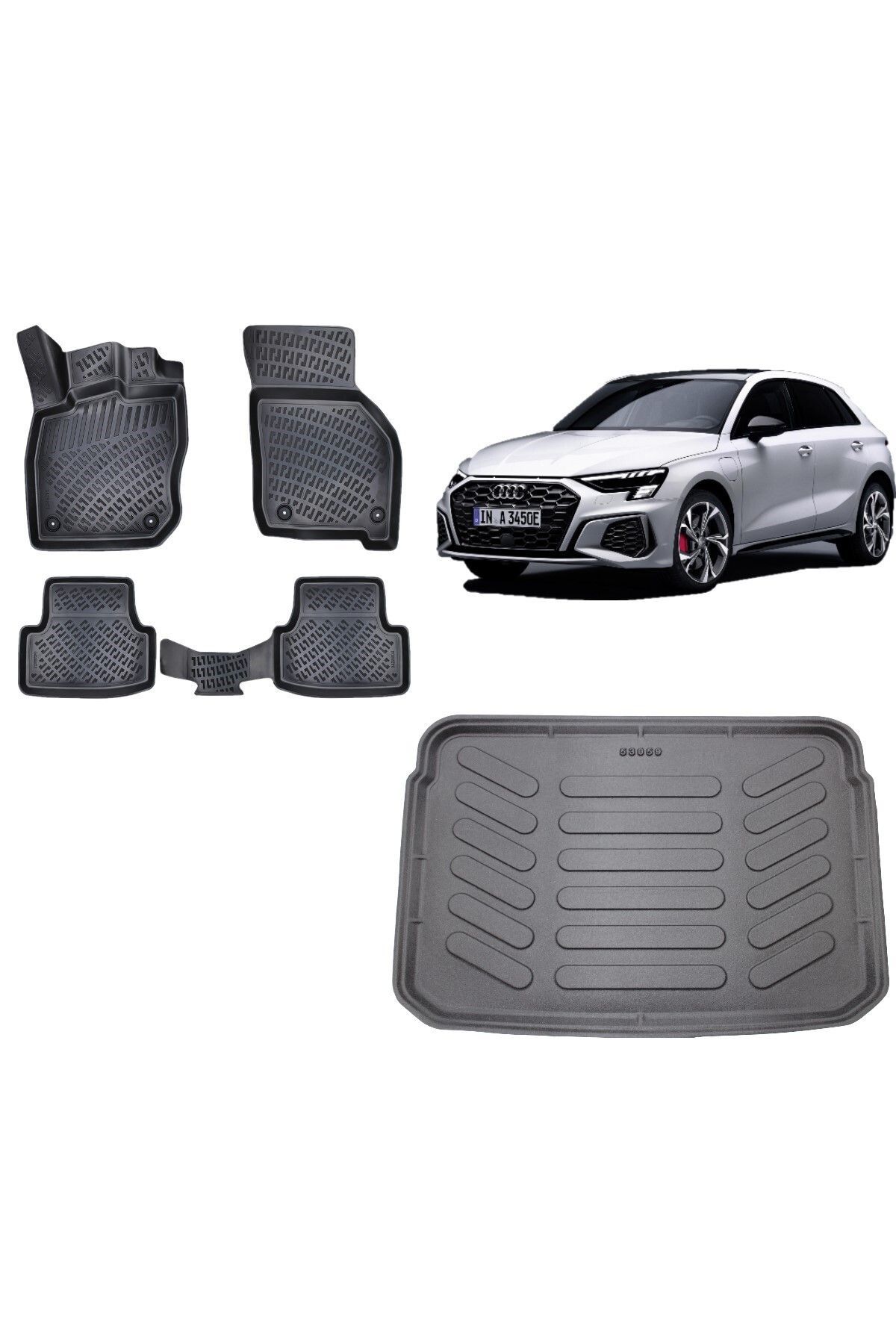 Audi A3 Hatchback 2022 Model 3D Bagaj Havuzu+3D Havuzlu Araca Özel Paspas Takımı